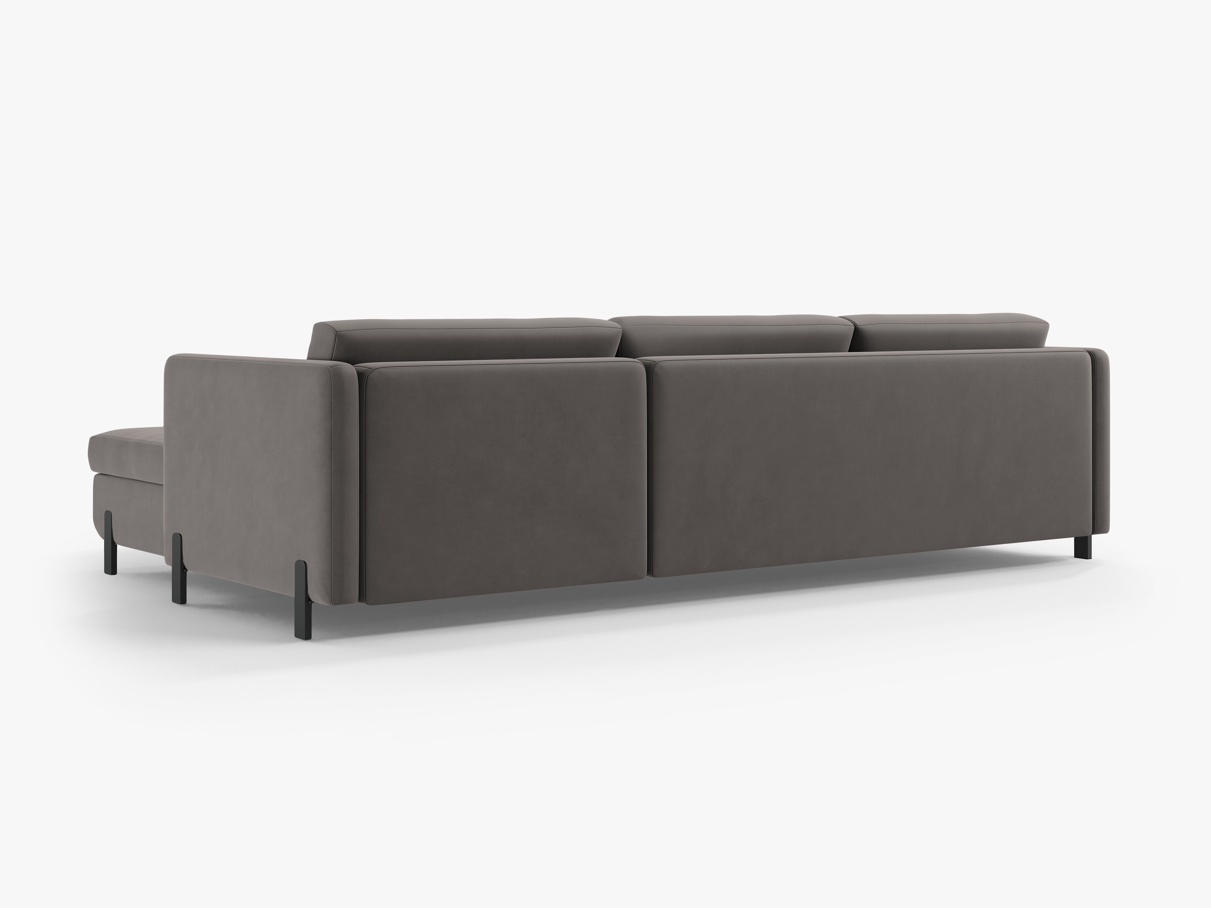 Velvet Left Corner Sofa with Bed Function, "Gloria", 4 Seats, Gray, 260x170x80
Made in Europe