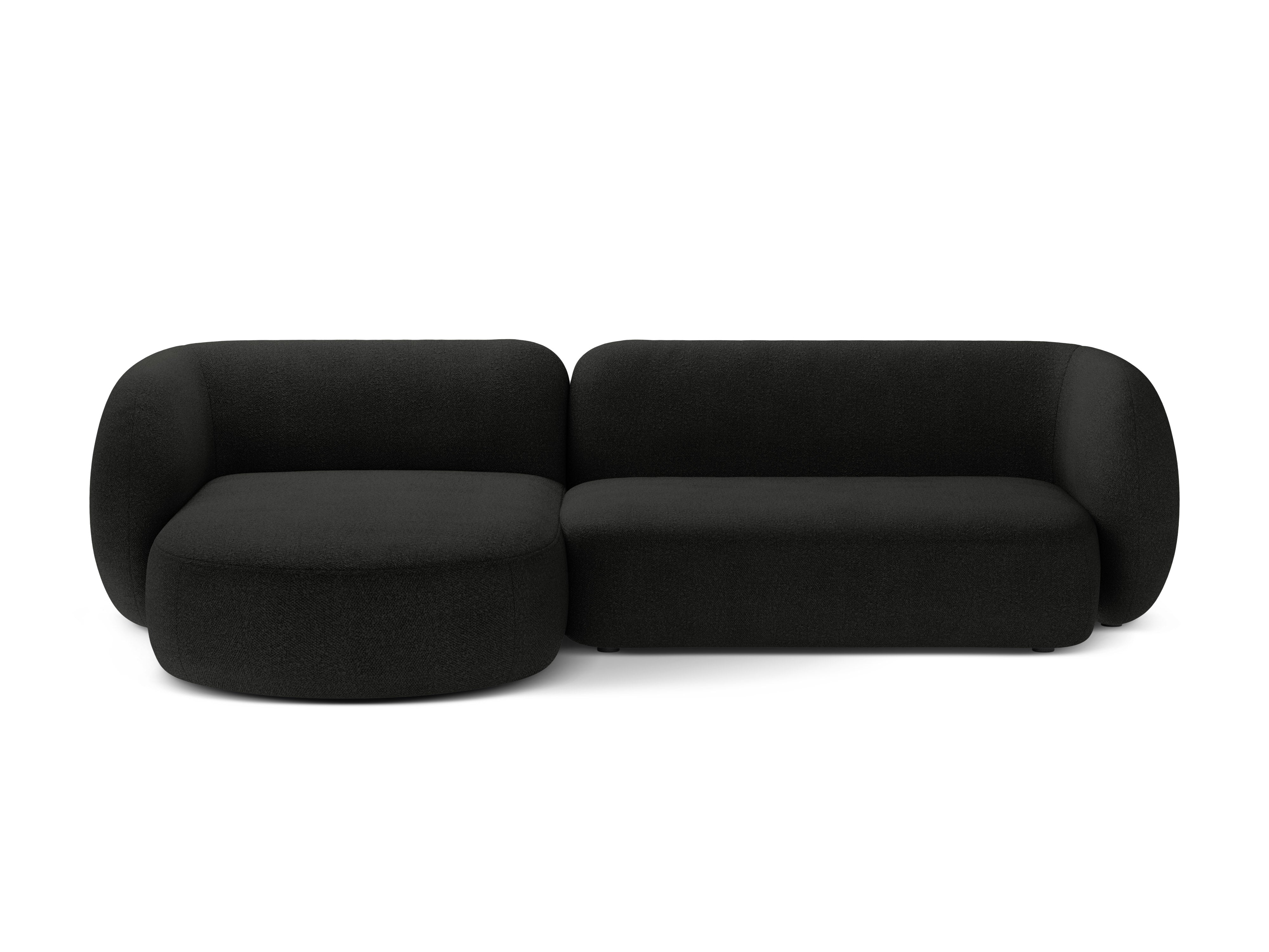 Left-sided 3-seater corner sofa KATE black boucle