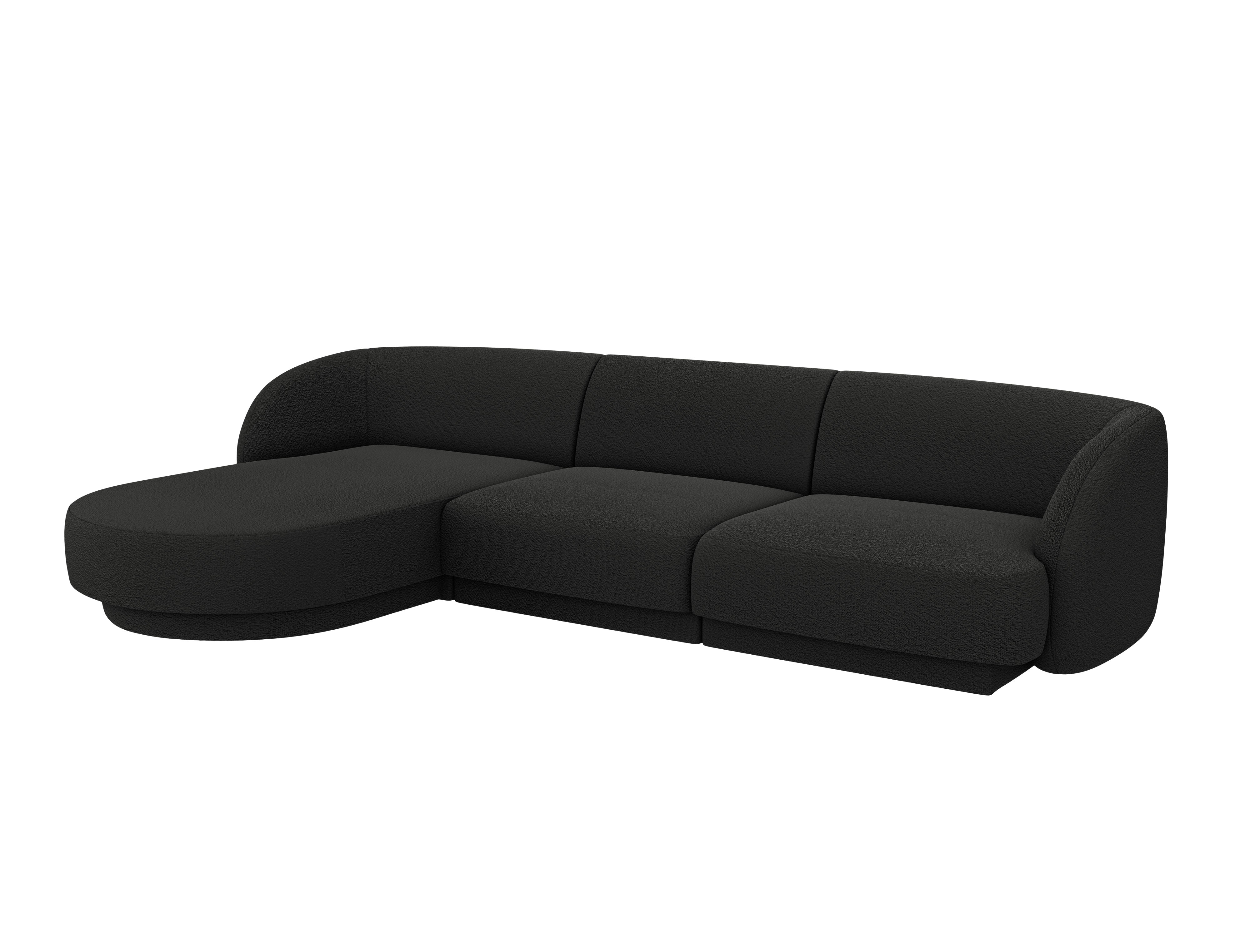 4-sitzige linke Eckcouch MILEY schwarz Boucle