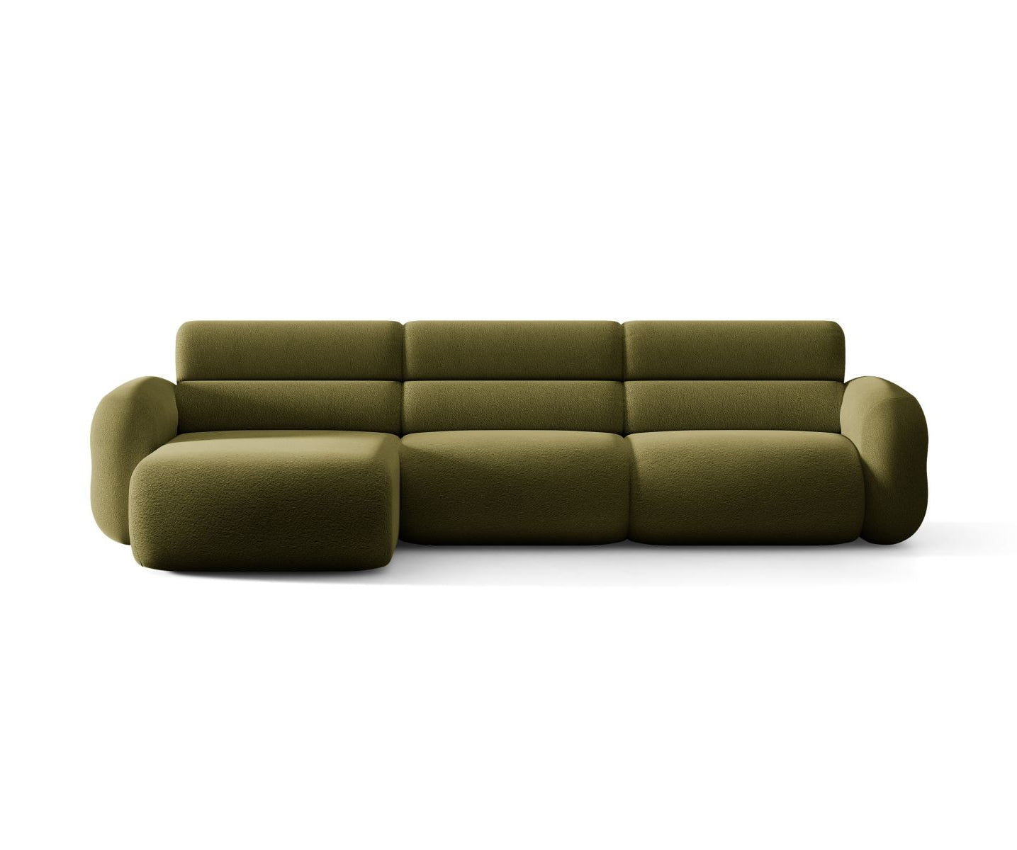 Left-facing NEO olive boucle corner sofa