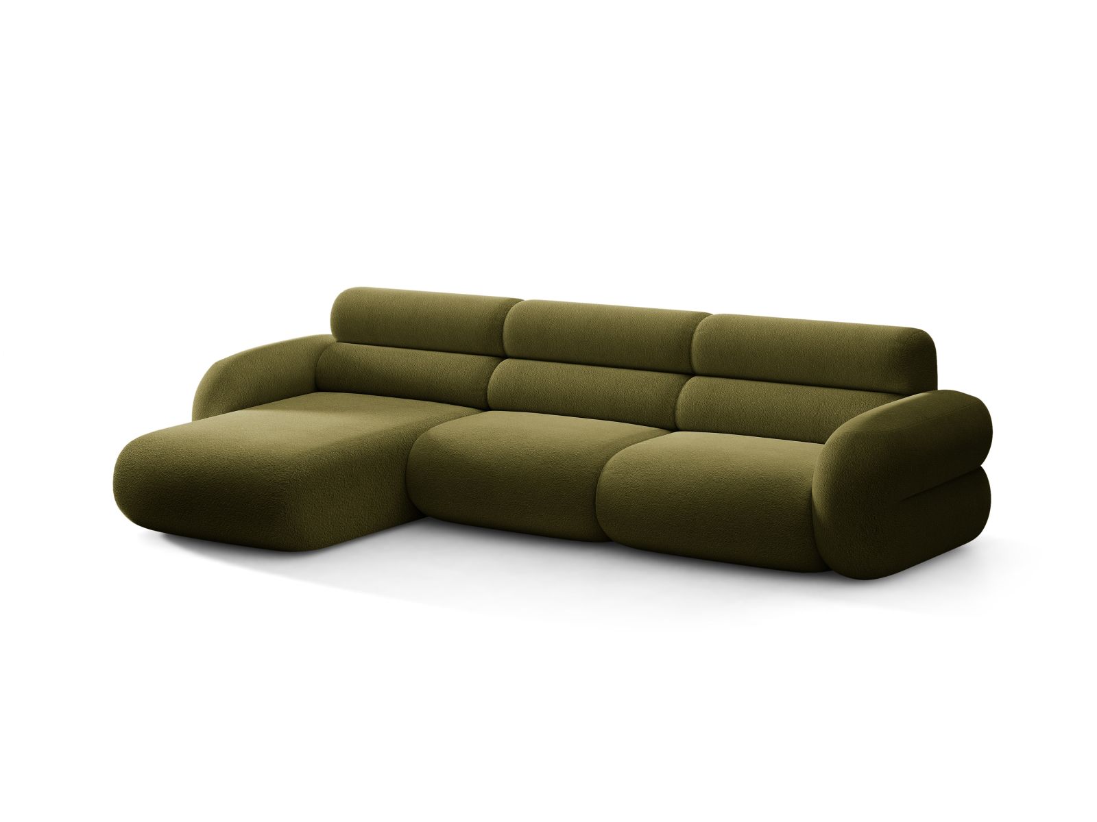 Left-facing NEO olive boucle corner sofa