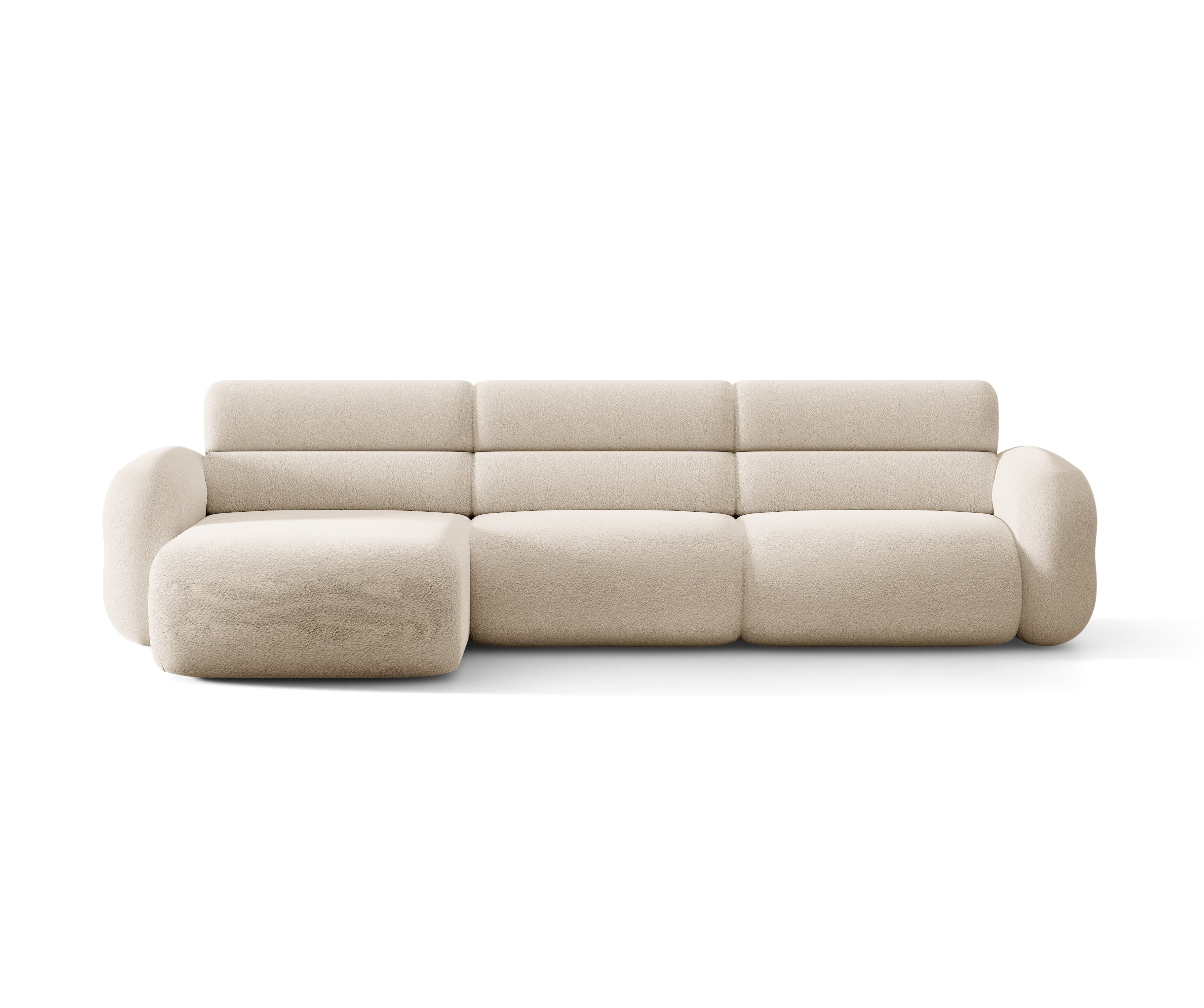 Left-facing NEO corner sofa in beige boucle