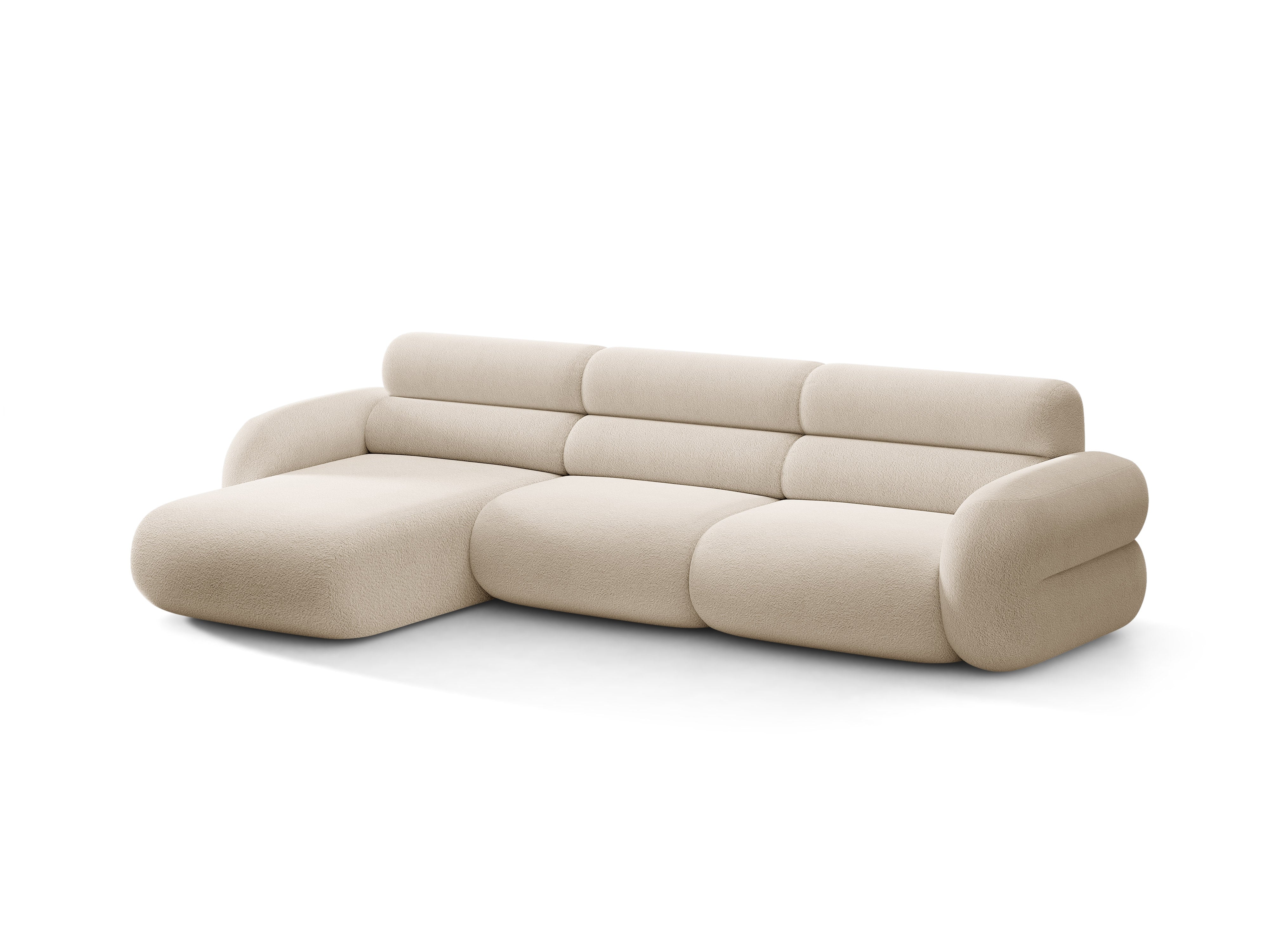 Left-facing NEO corner sofa in beige boucle