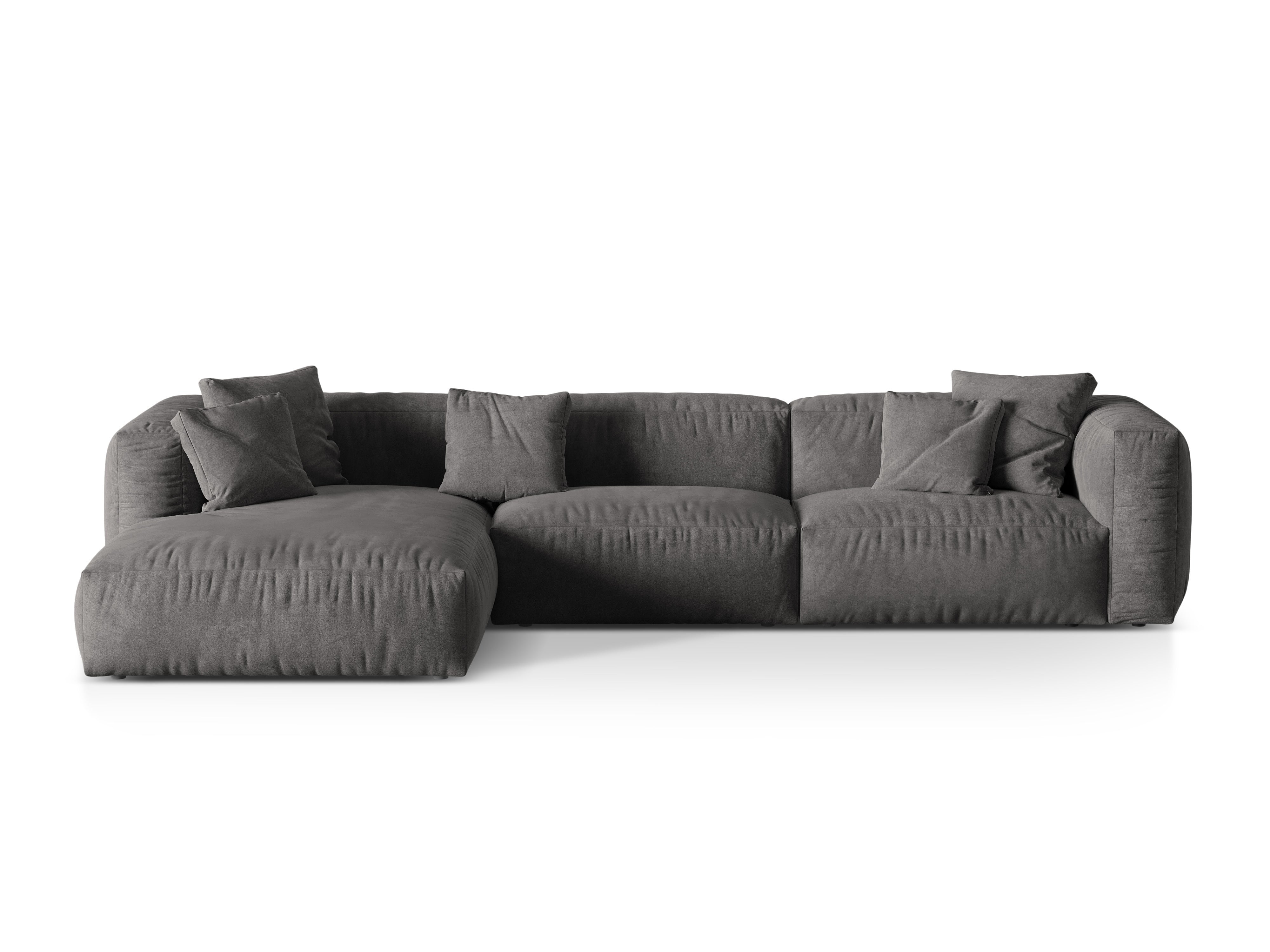 Left-handed velvet 3-person gray corner