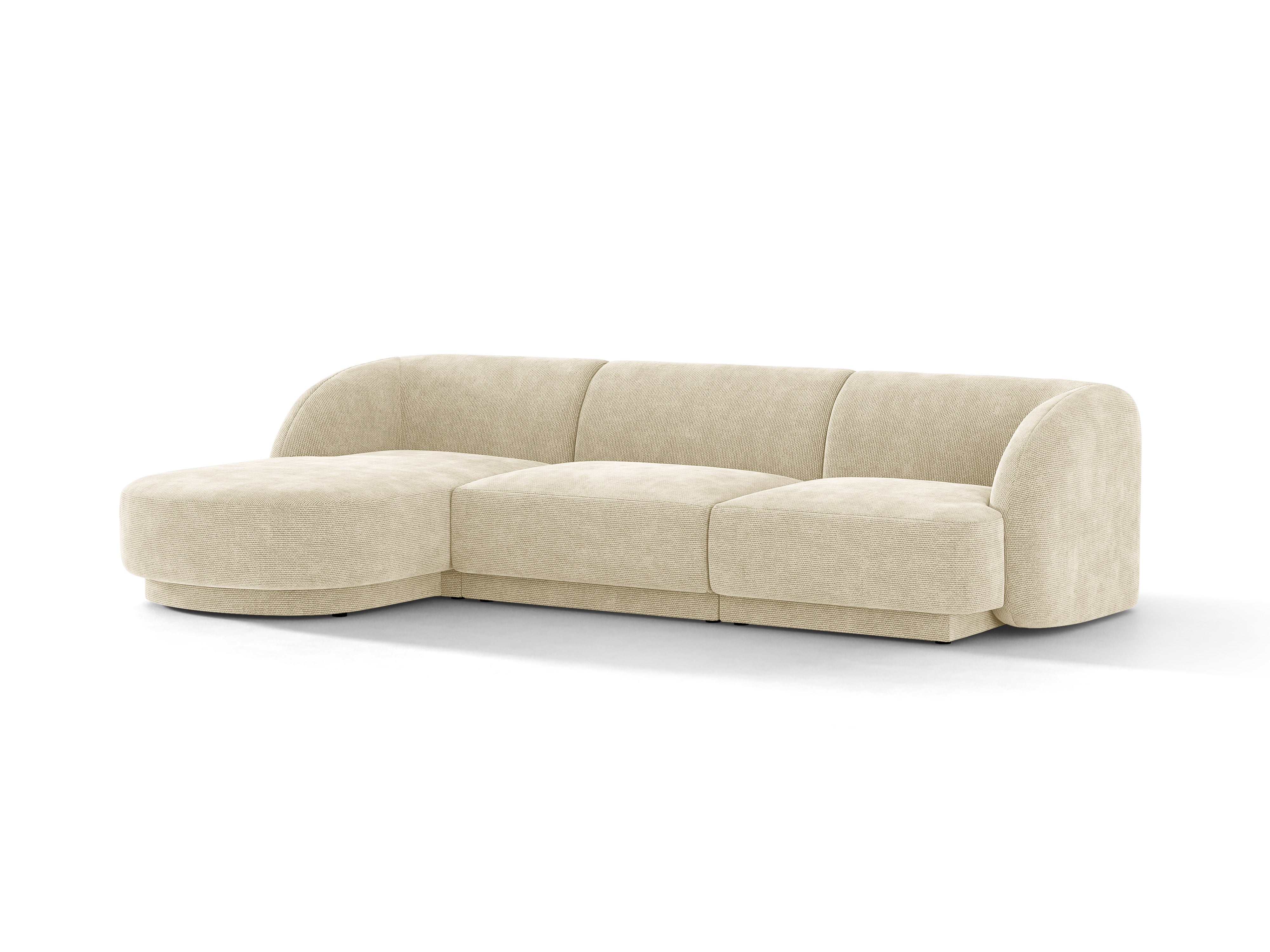 4-seater left-facing corner sofa MILEY light beige silky chenille
