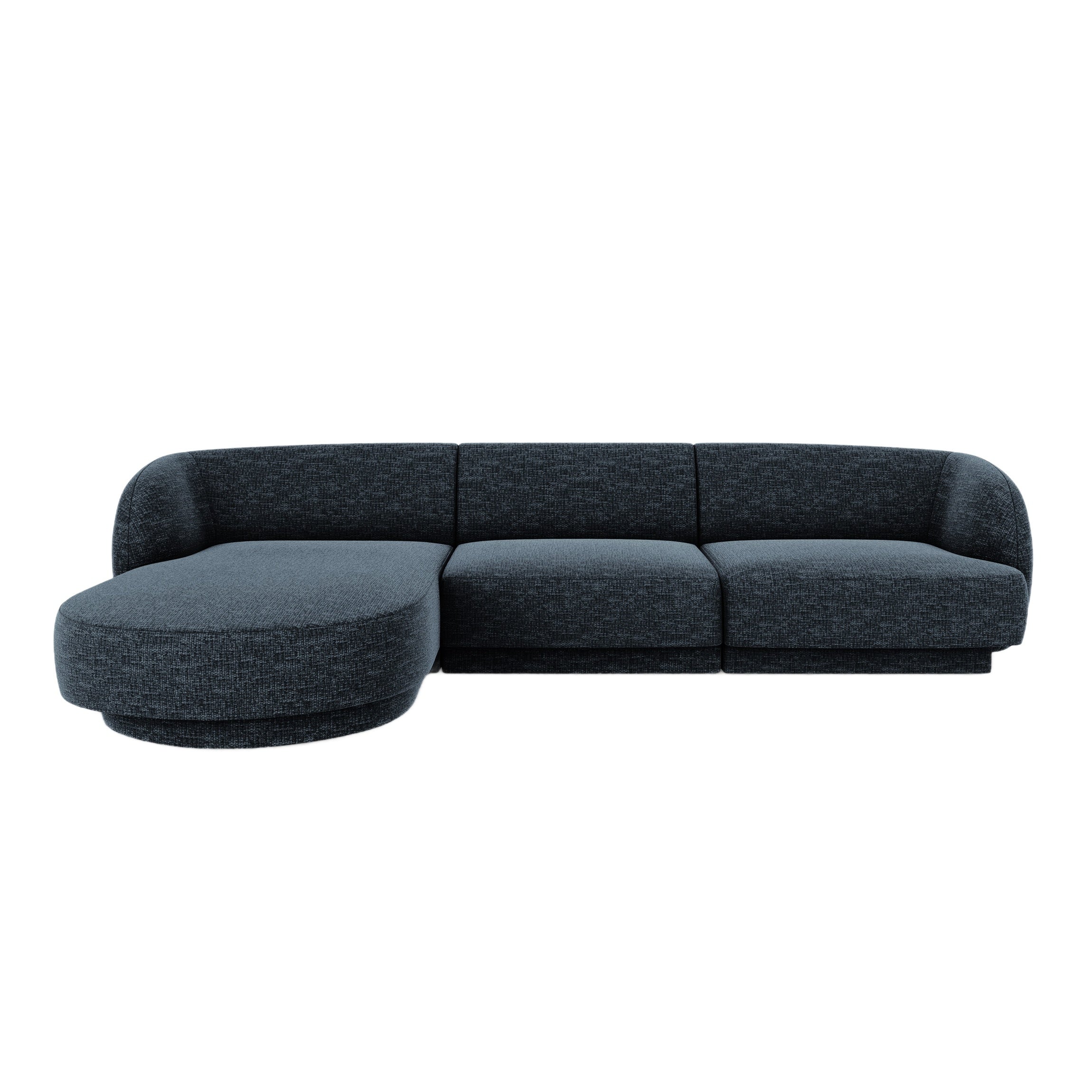 4-sitziges linksseitiges Ecksofa MILEY in samtigem dunkelblauem Chenille
