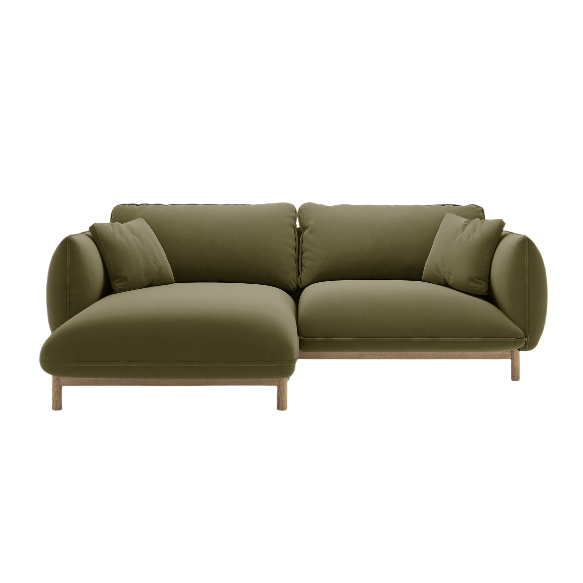 Left-facing velvet corner sofa ADA light green