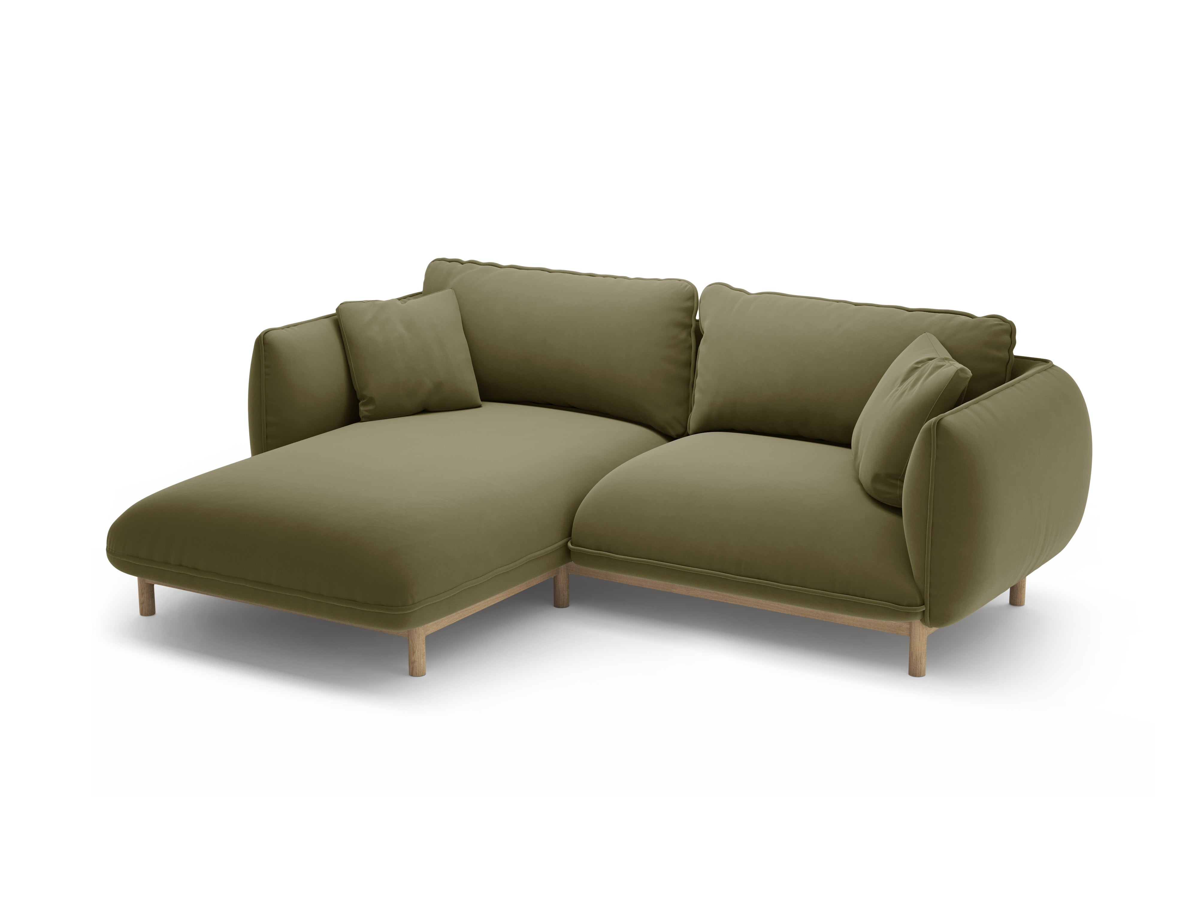 Left-facing velvet corner sofa ADA light green