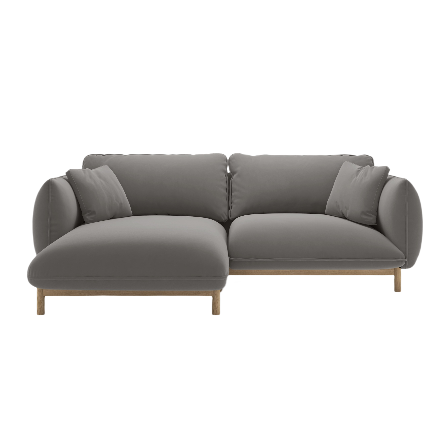 Gray left-sided velvet corner sofa ADA