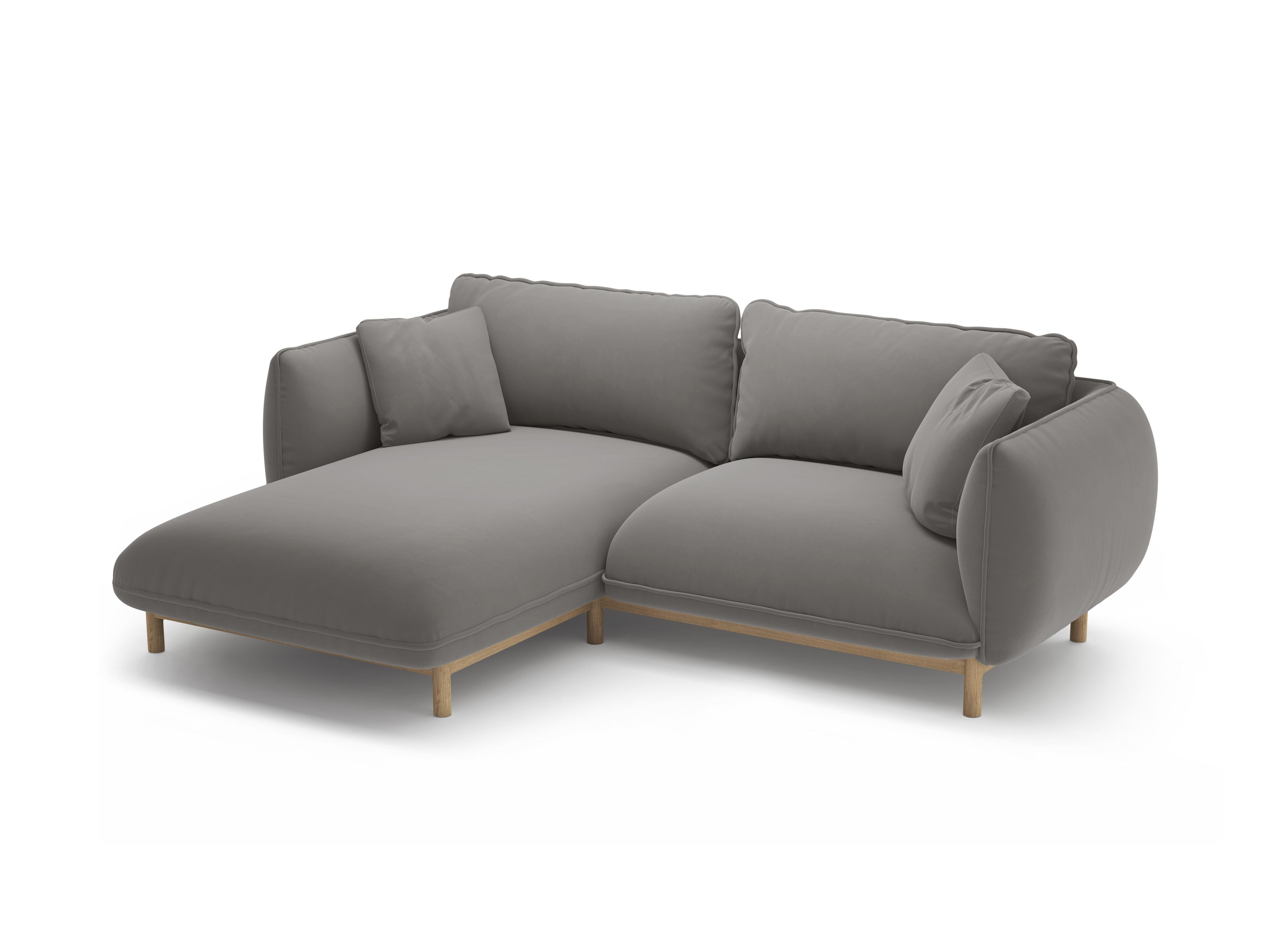 Gray left-sided velvet corner sofa ADA