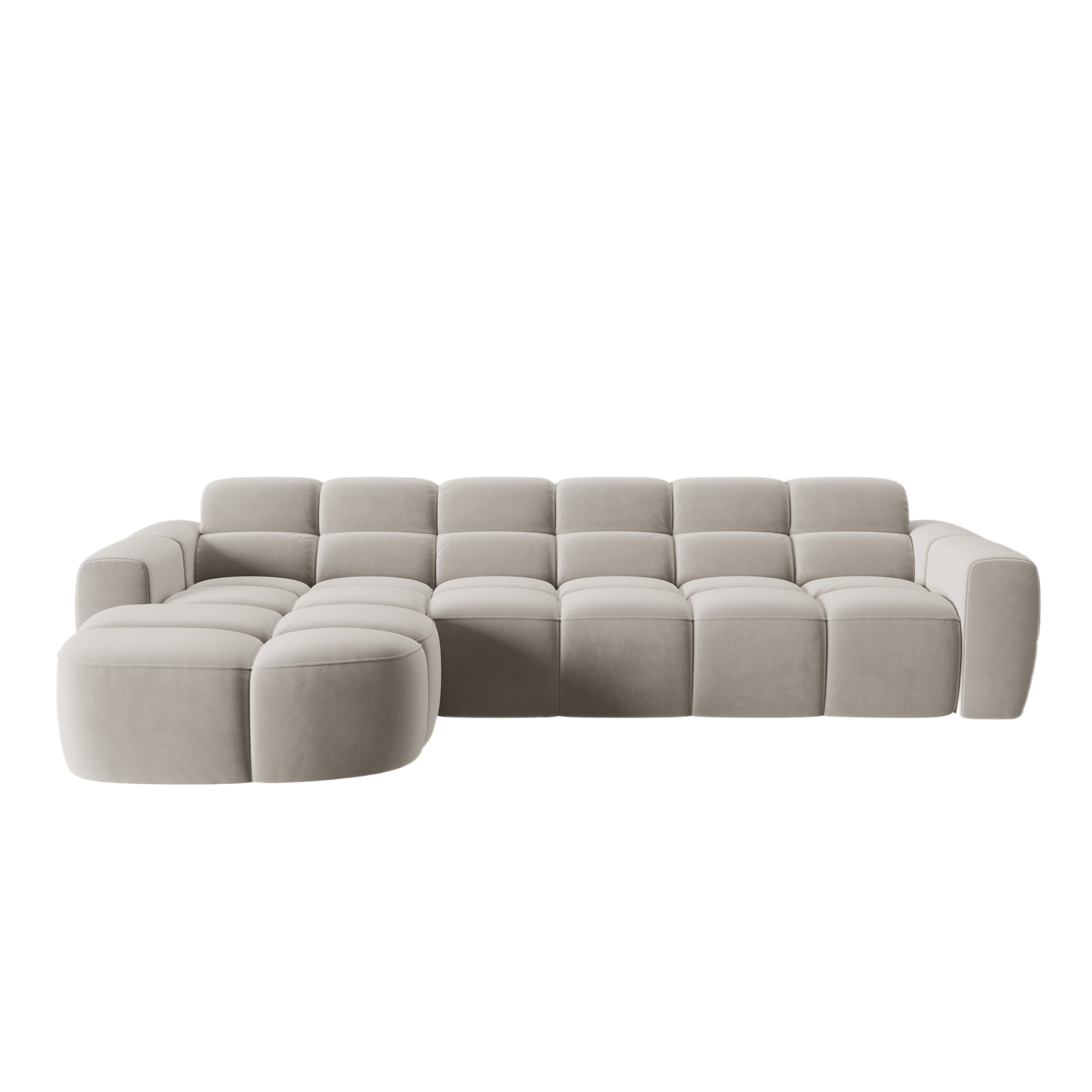 Left-facing velvet corner sofa LISA light beige
