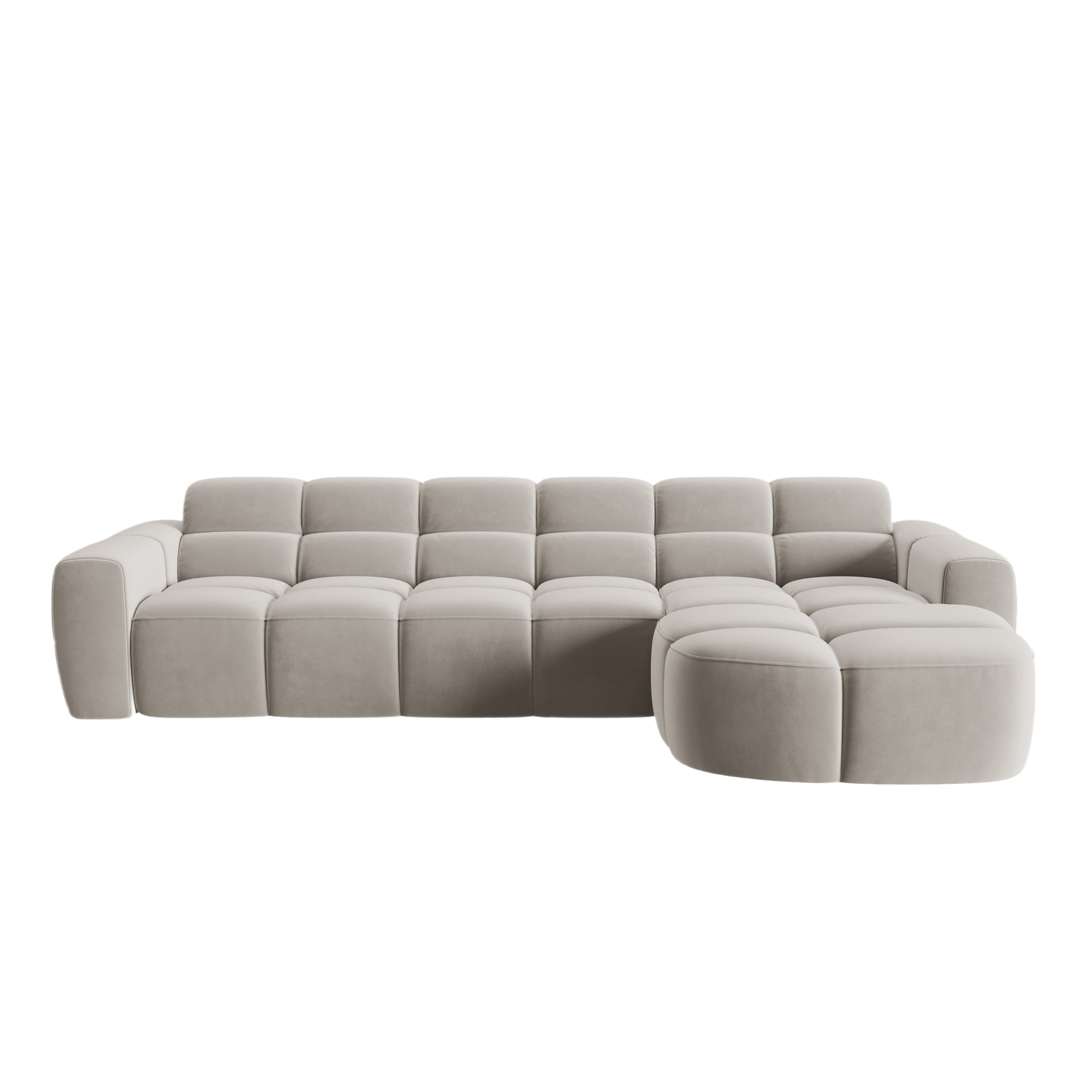 Right-facing velvet corner sofa LISA light beige