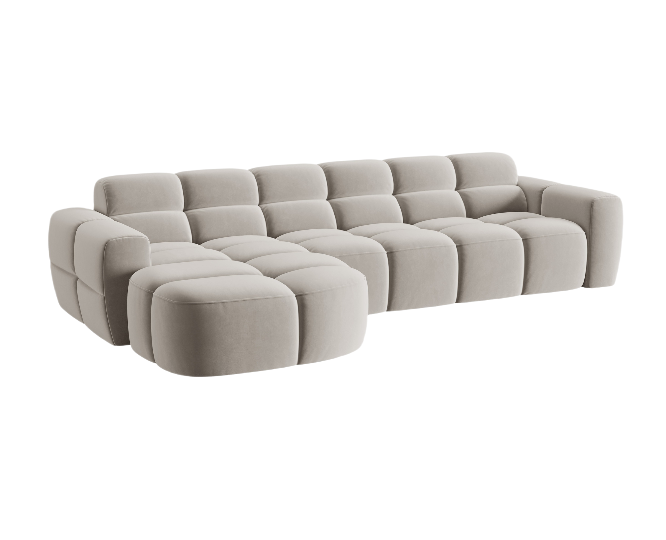 Left-facing velvet corner sofa LISA light beige