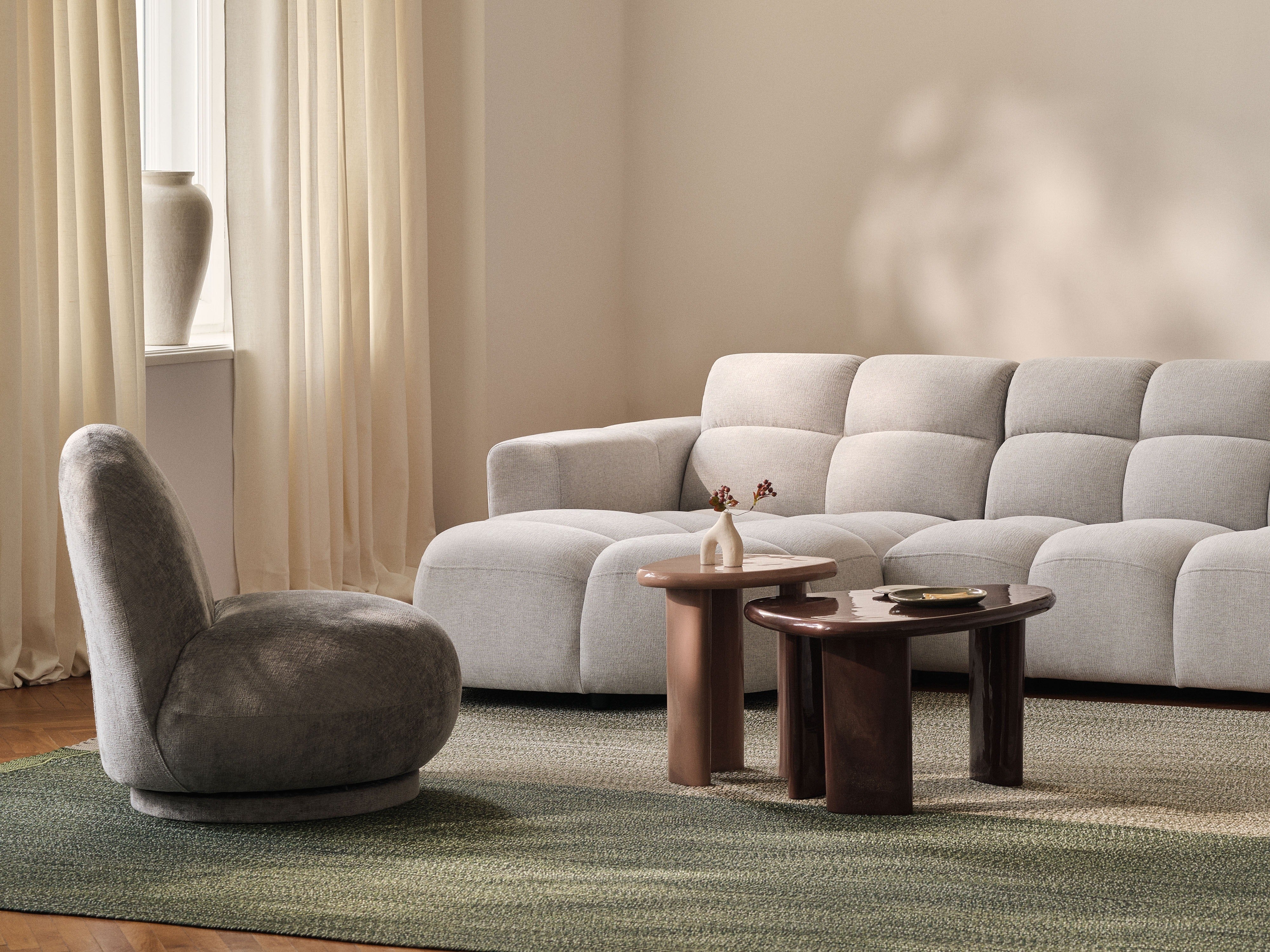 Velvet Corner Sofa Right Side LISA Terracotta