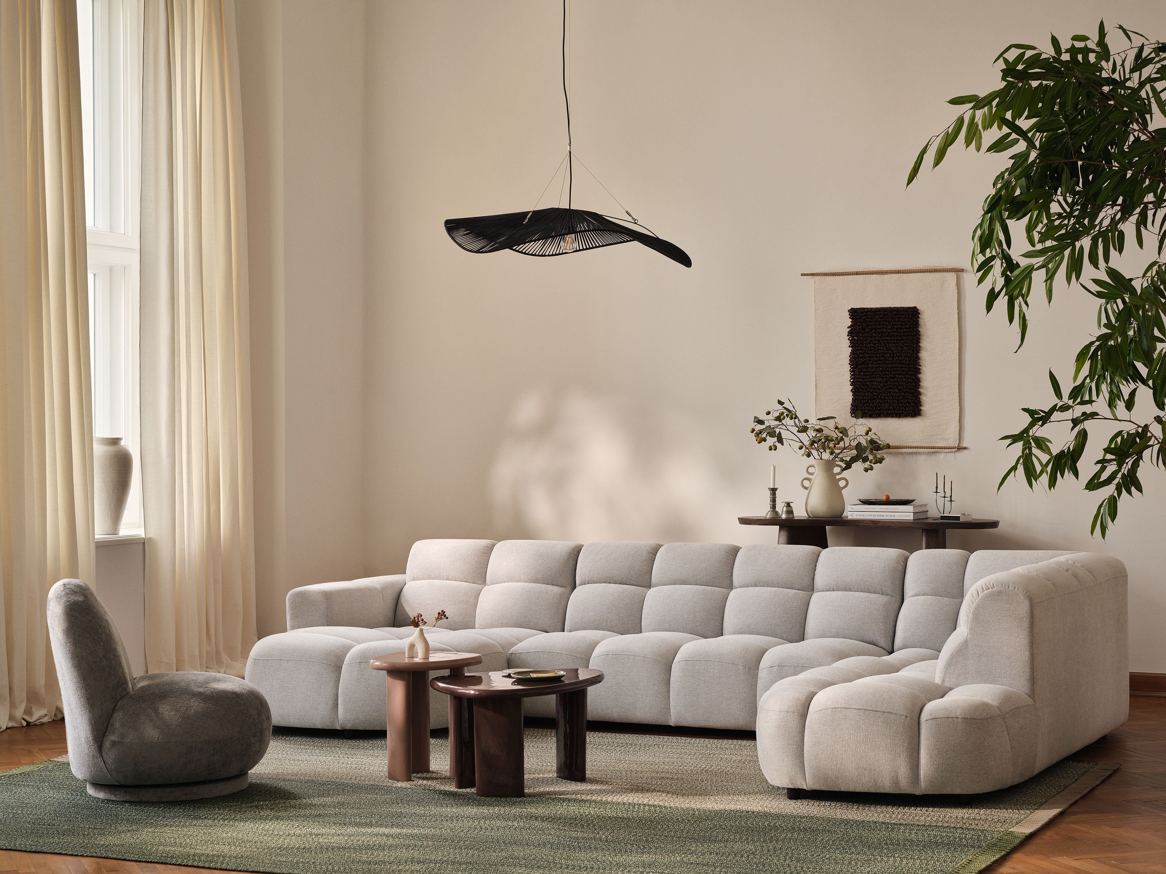 Velvet Corner Sofa Right Side LISA Terracotta