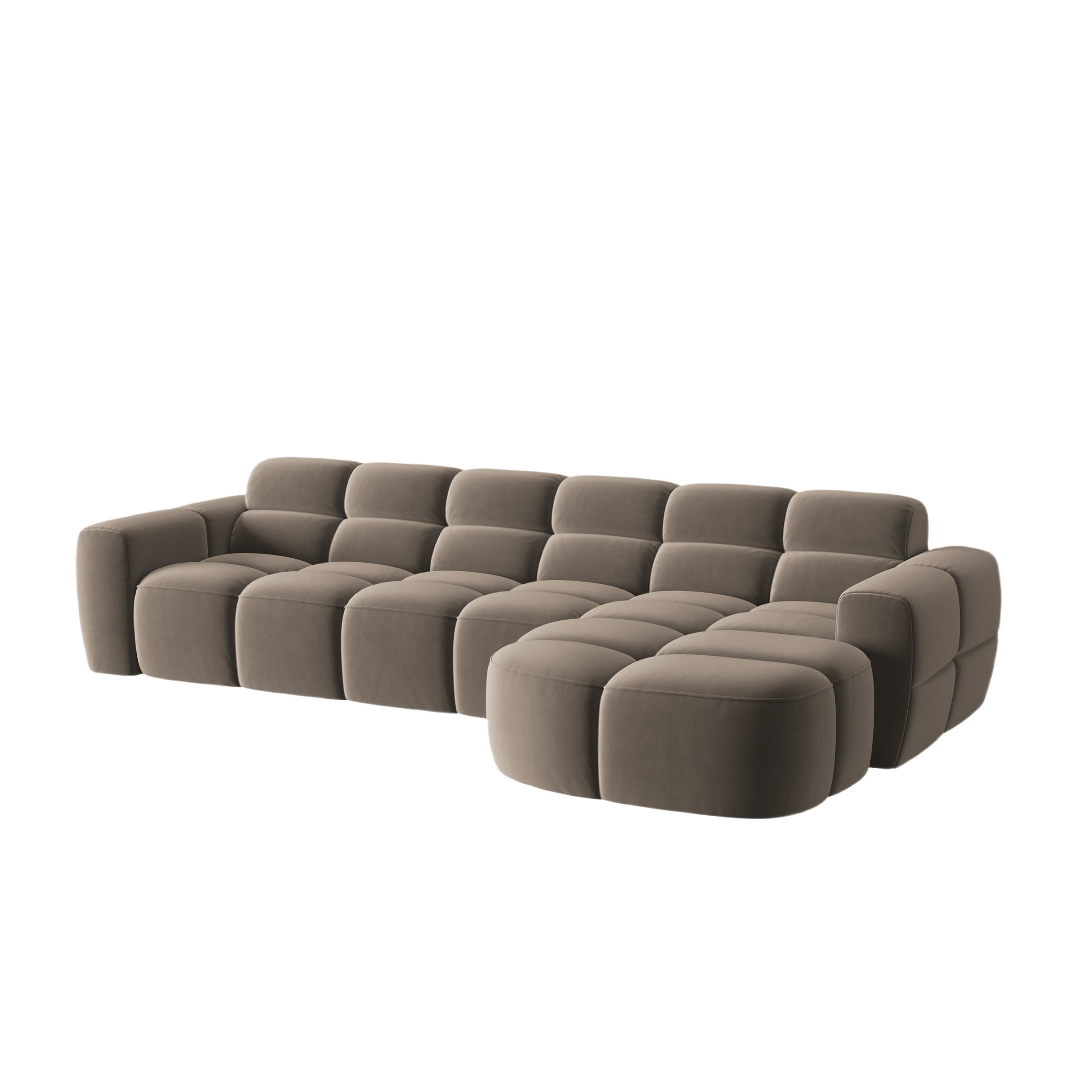 Right-facing velvet corner sofa LISA light brown