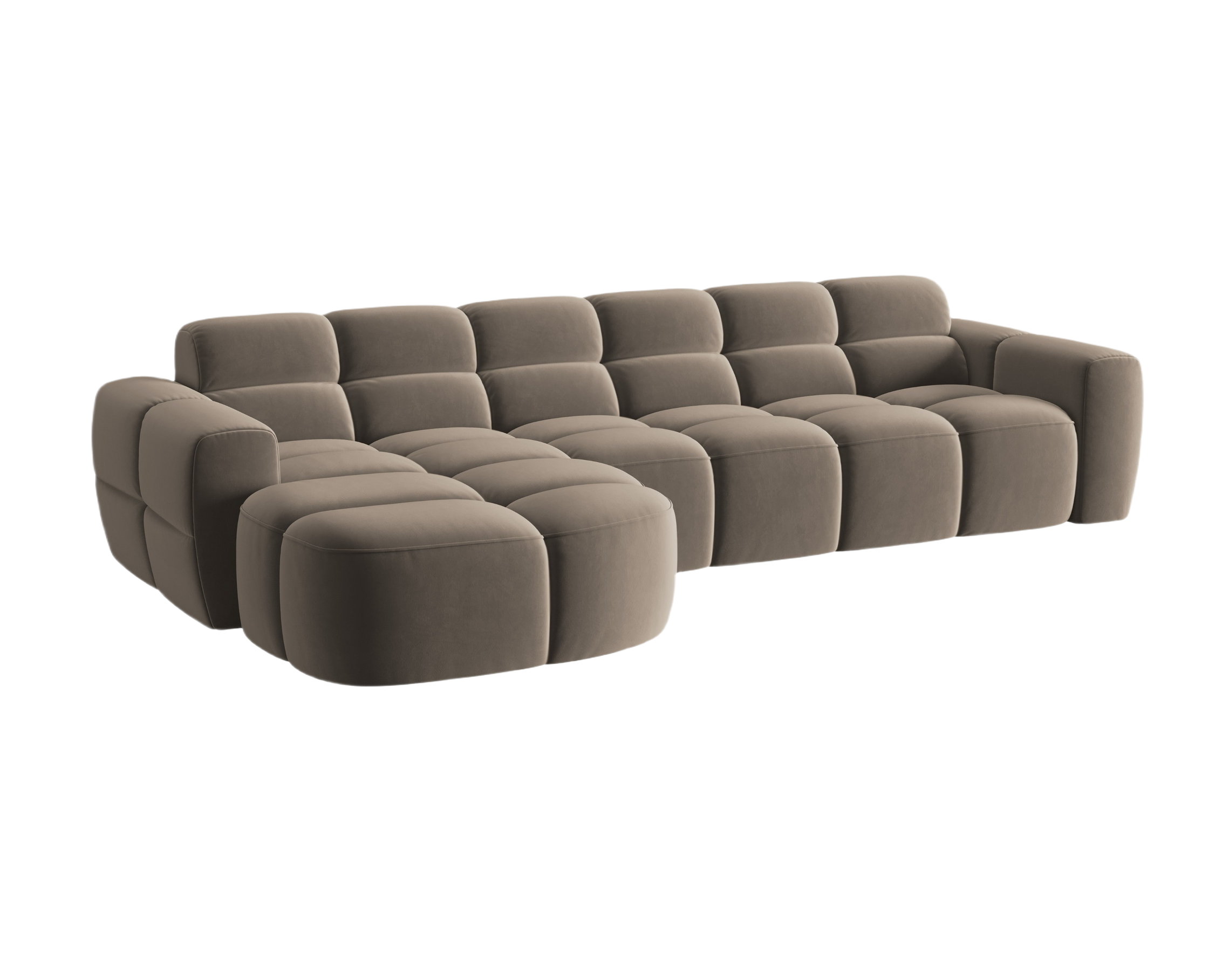 Left-facing velvet corner sofa LISA light brown