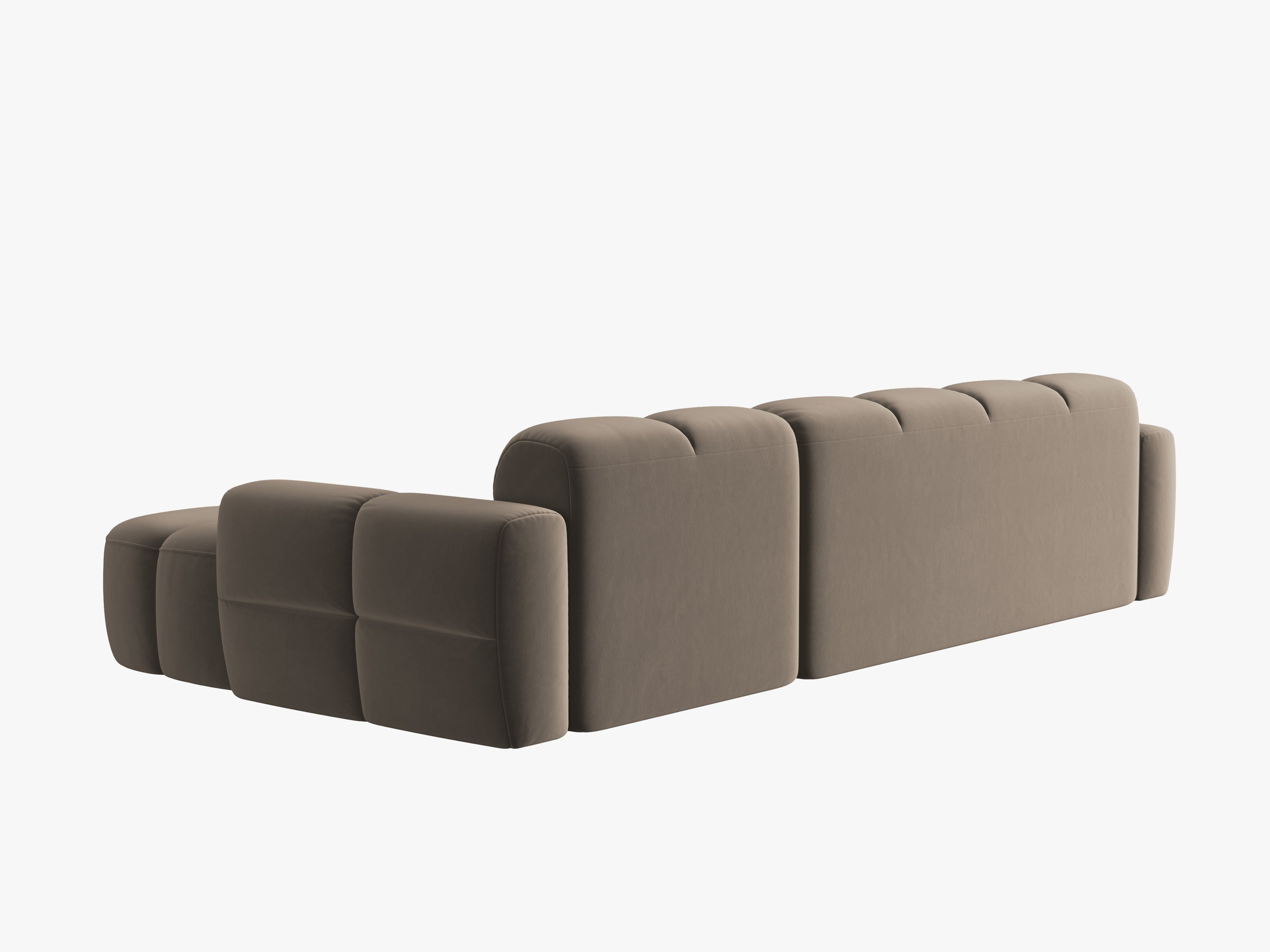 Right-facing velvet corner sofa LISA light brown