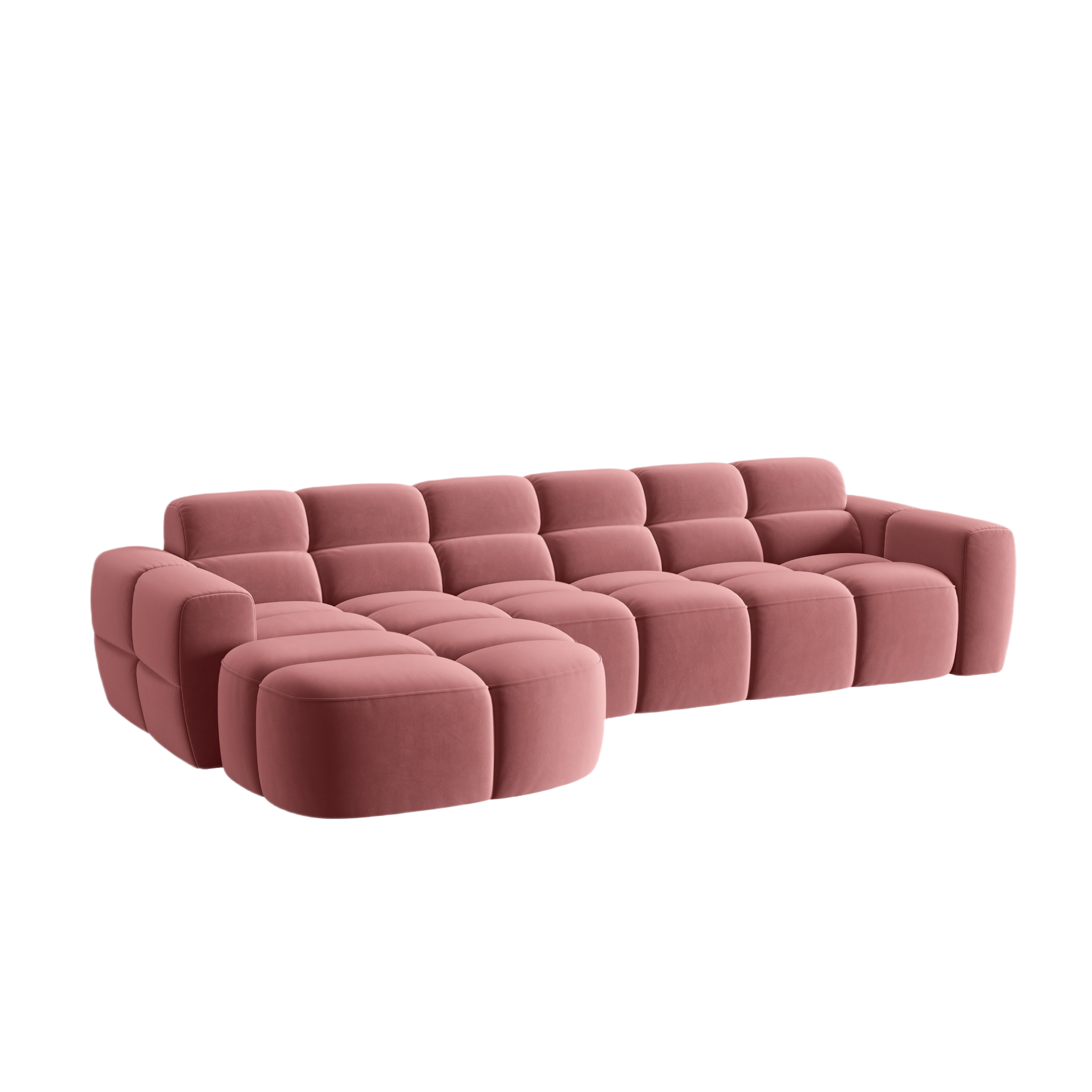 Samt-Ecksofa links LISA rosa
