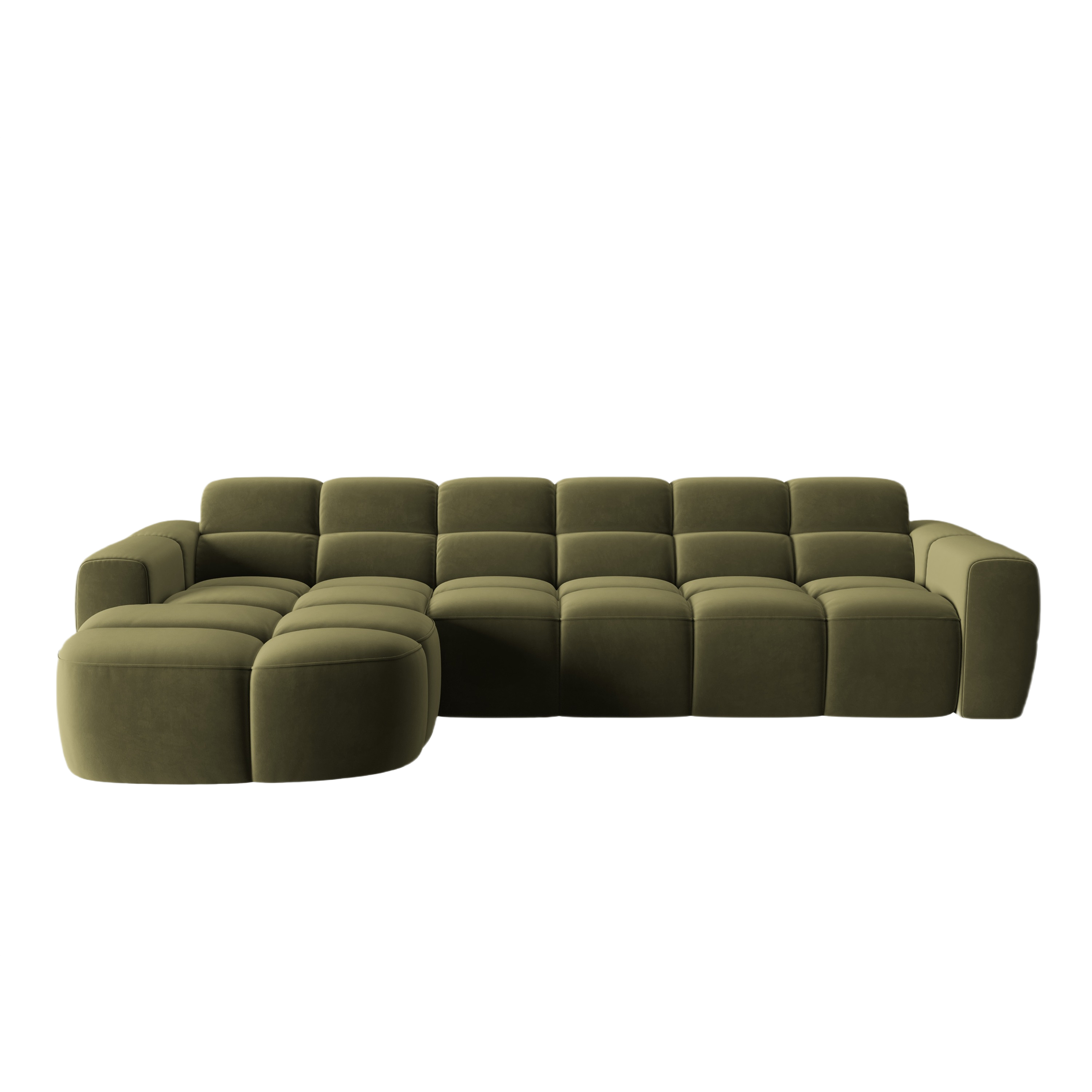 Left-facing velvet corner sofa LISA light green