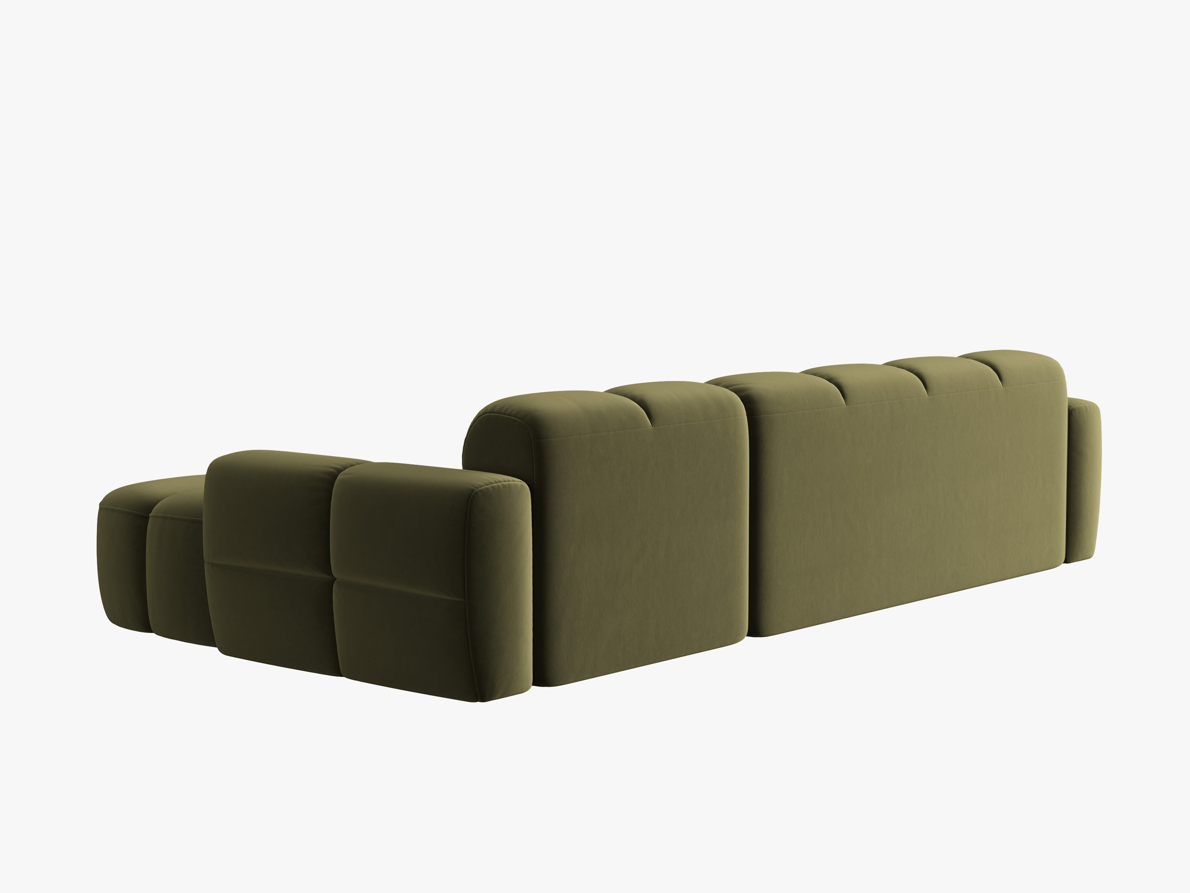 Right-facing velvet corner sofa LISA light green