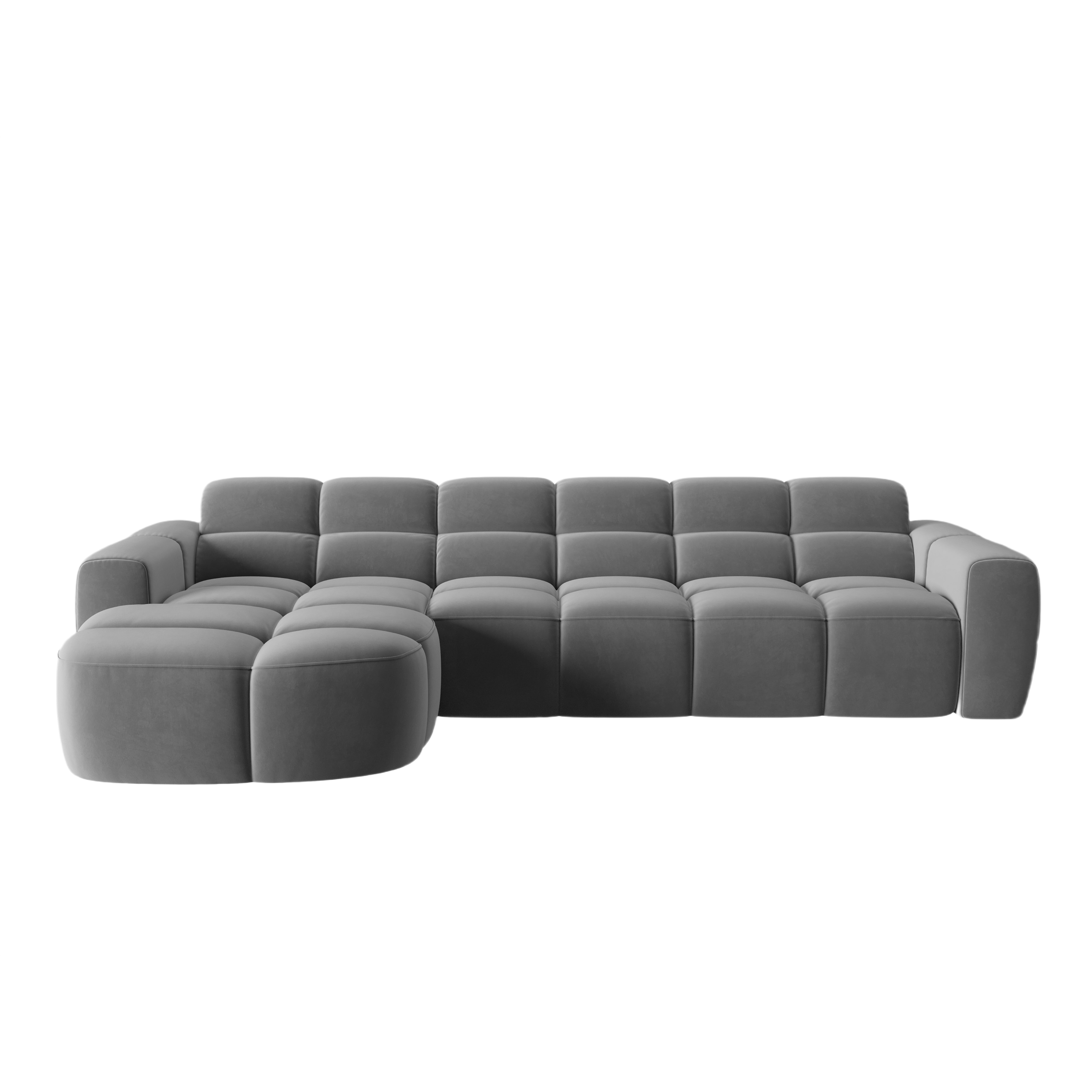 Samt-Ecksofa links LISA hellgrau
