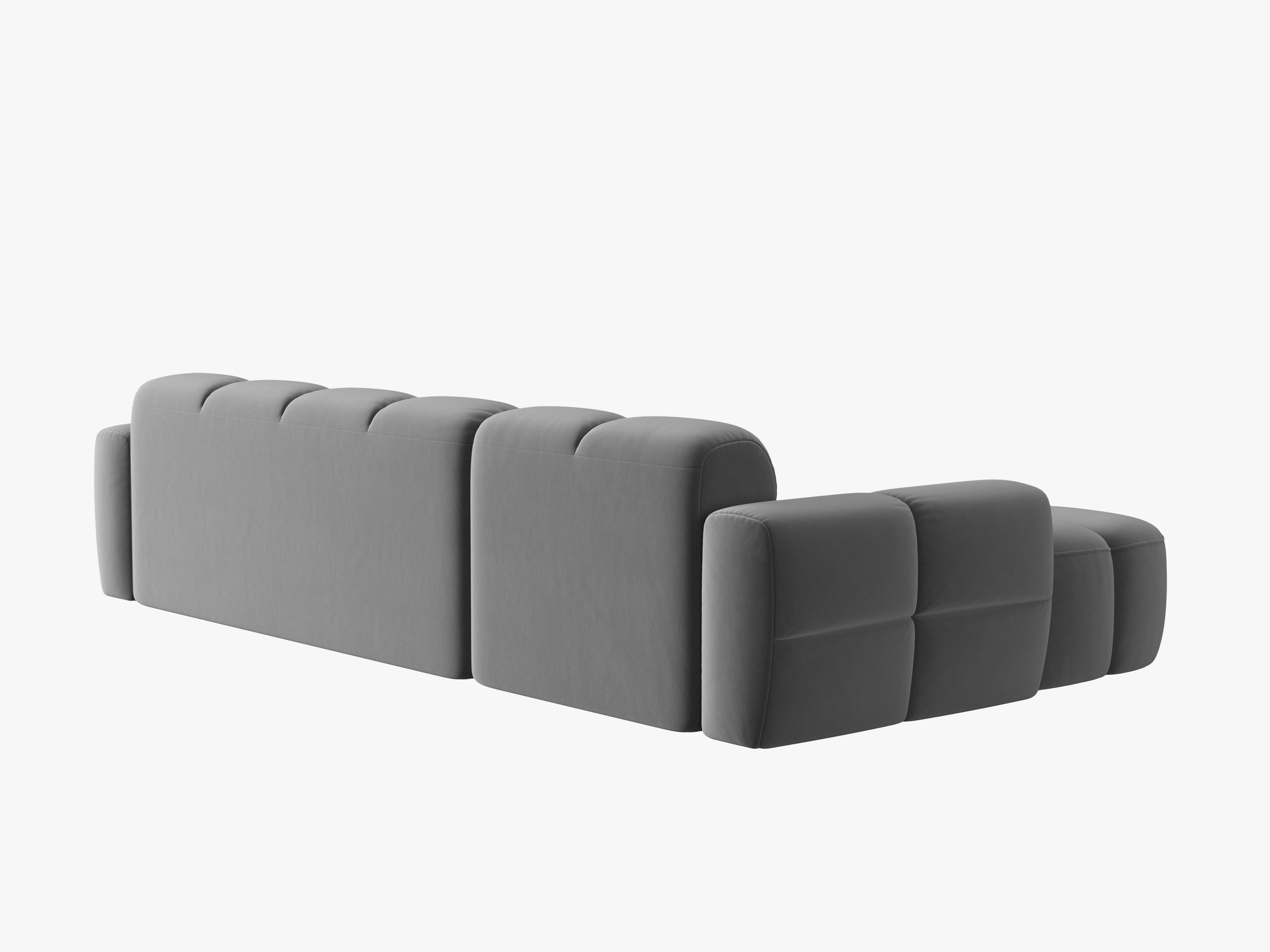 Samt-Ecksofa links LISA hellgrau