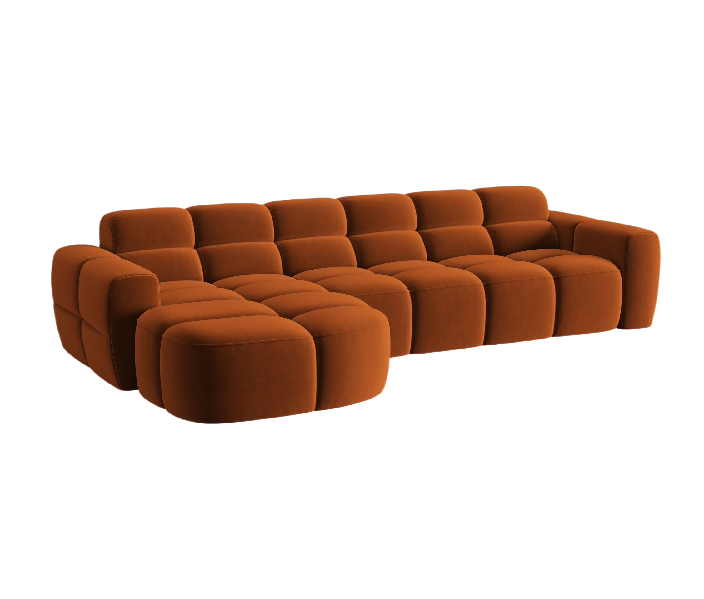 Samt-Ecksofa links LISA terrakotta