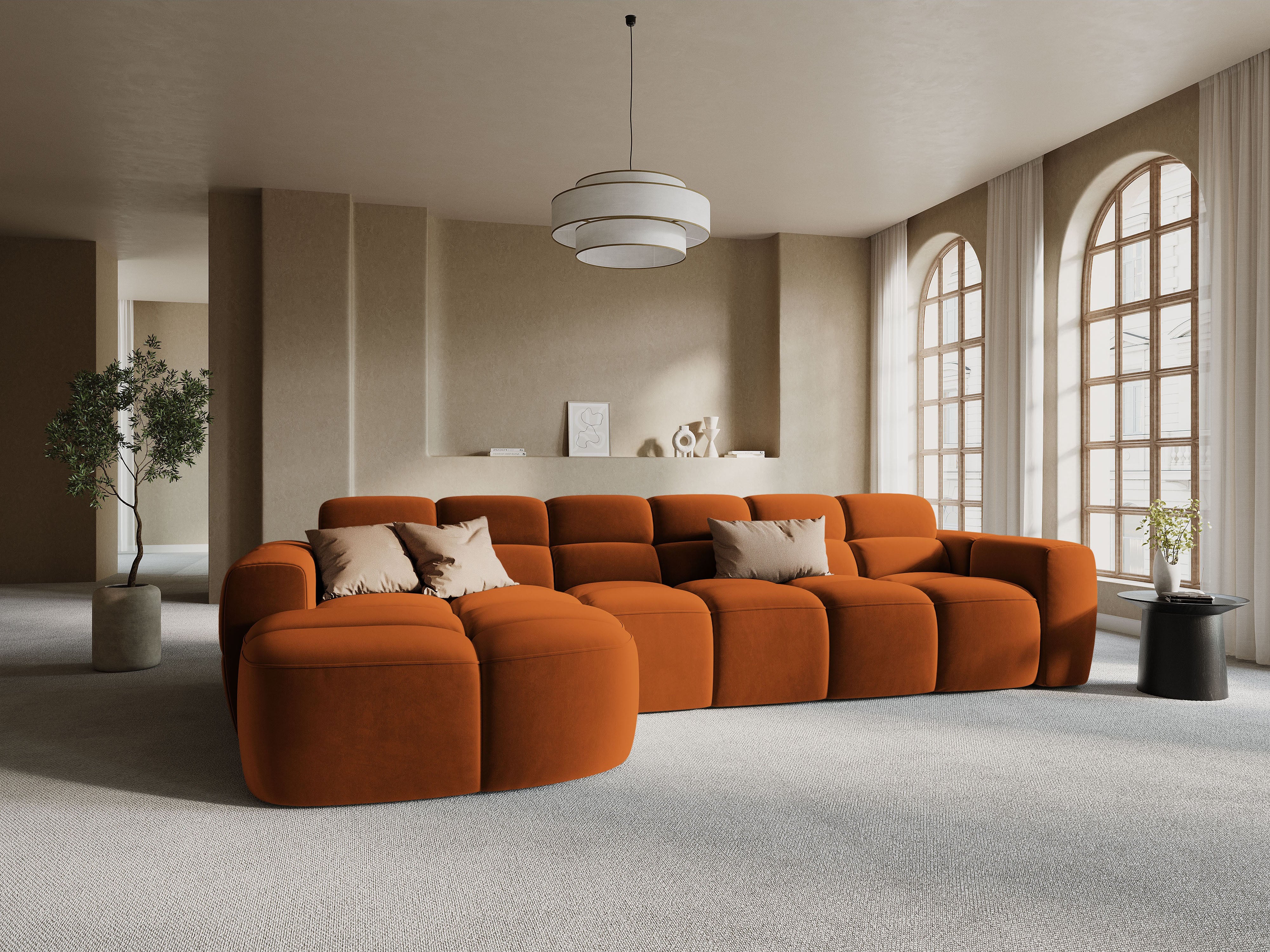Left-sided corner sofa LISA terracotta chenille