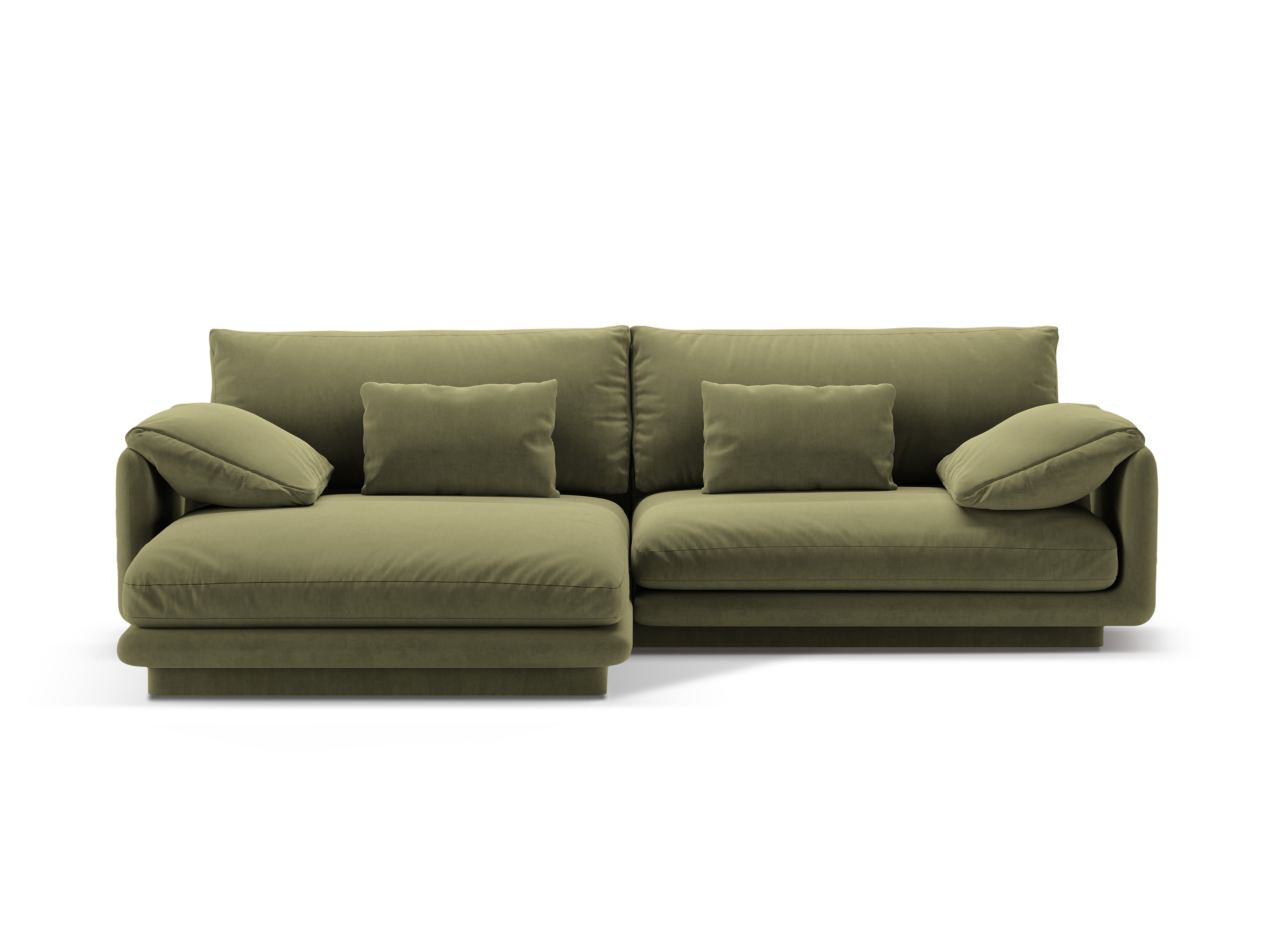 Velvet corner of 4-person left-sided torino light green