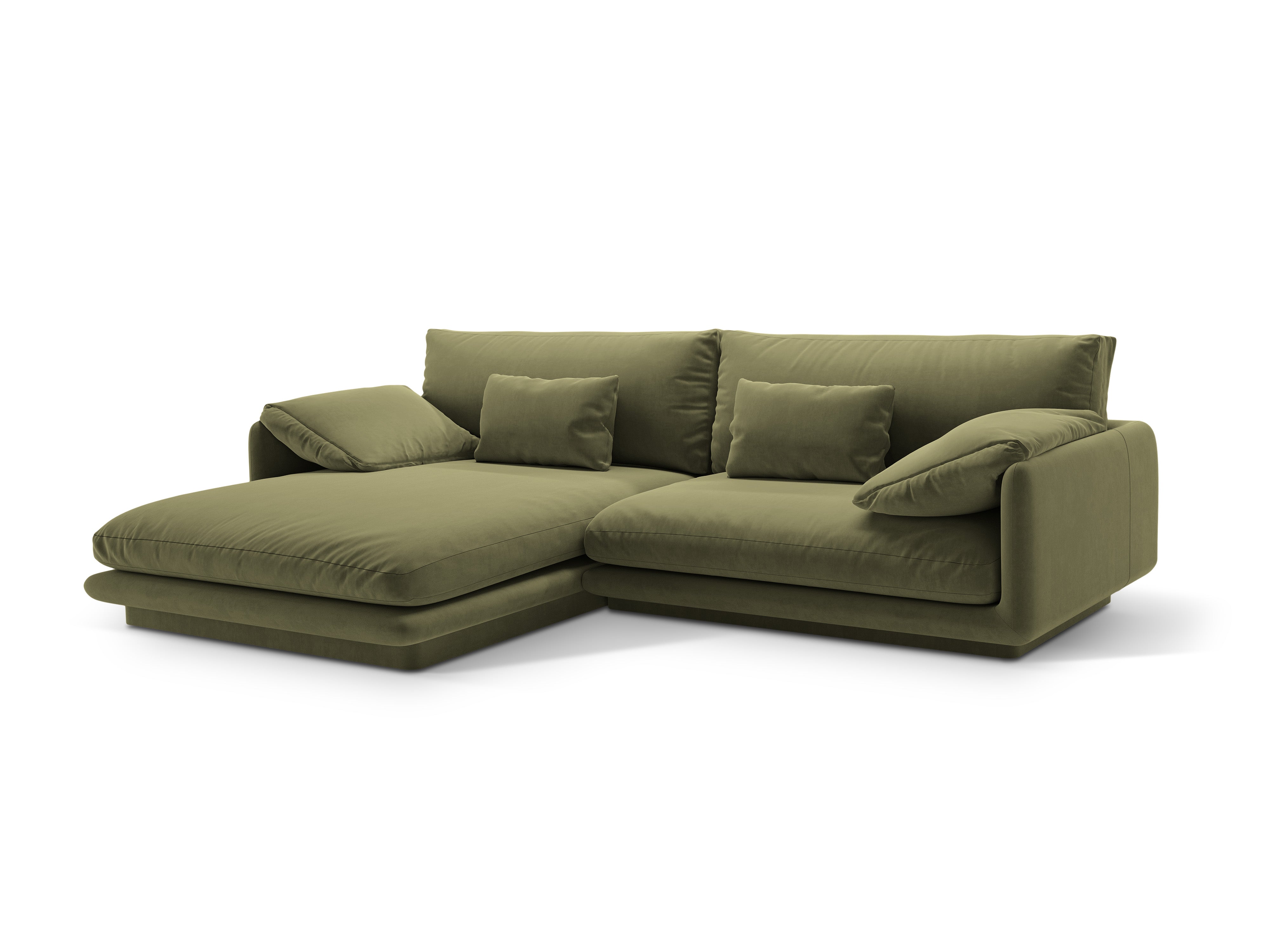Velvet corner of 4-person left-sided torino light green