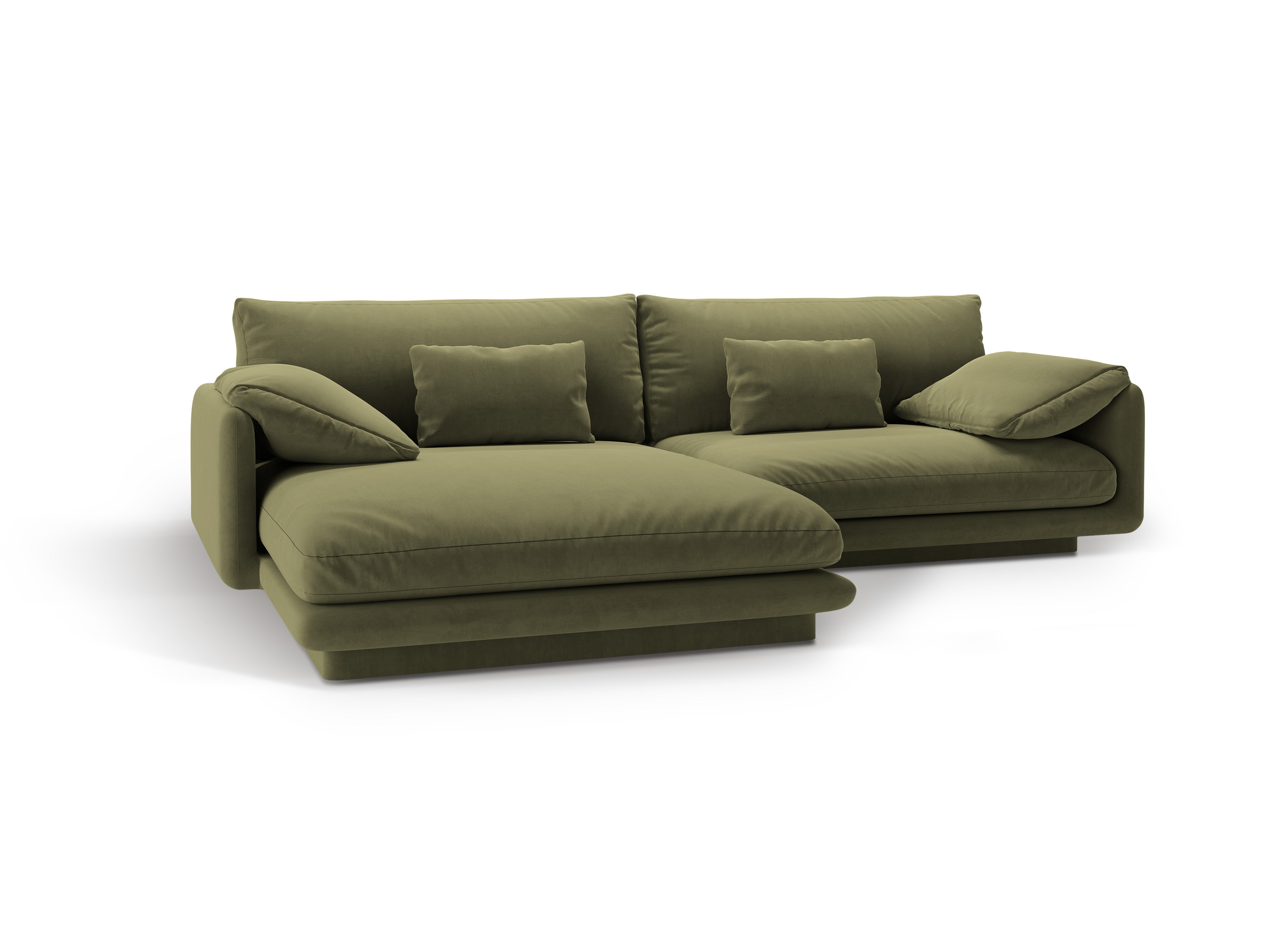 Velvet corner of 4-person left-sided torino light green