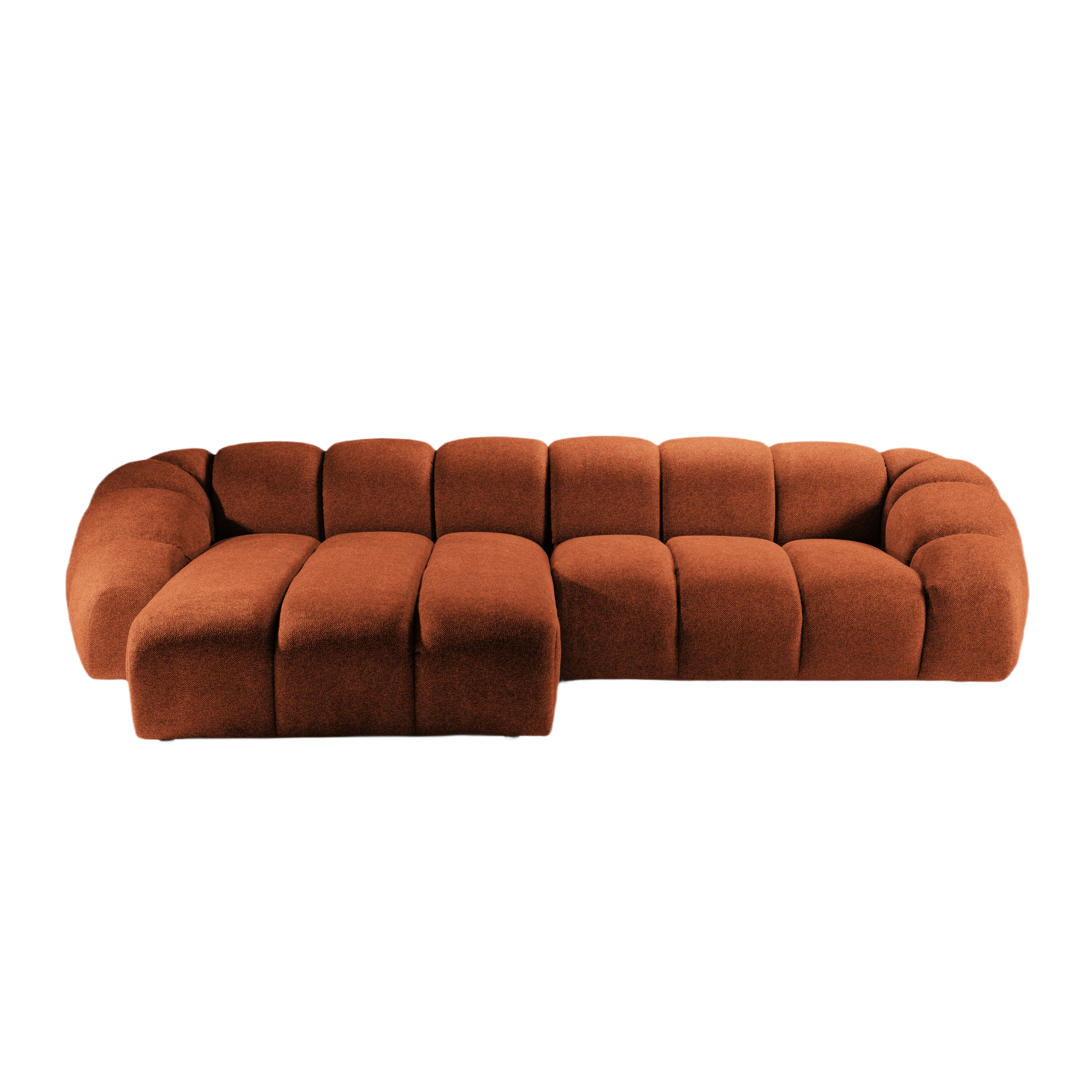 Velvet Left Corner Sofa, "Diana", 4 Seats, Terracotta, 334x182x72
Made in Europe