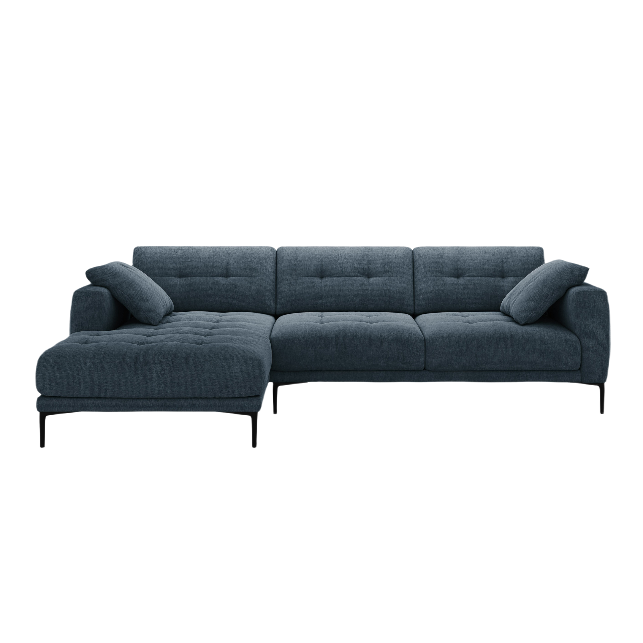 Left-sided corner sofa BEMY dark blue chenille