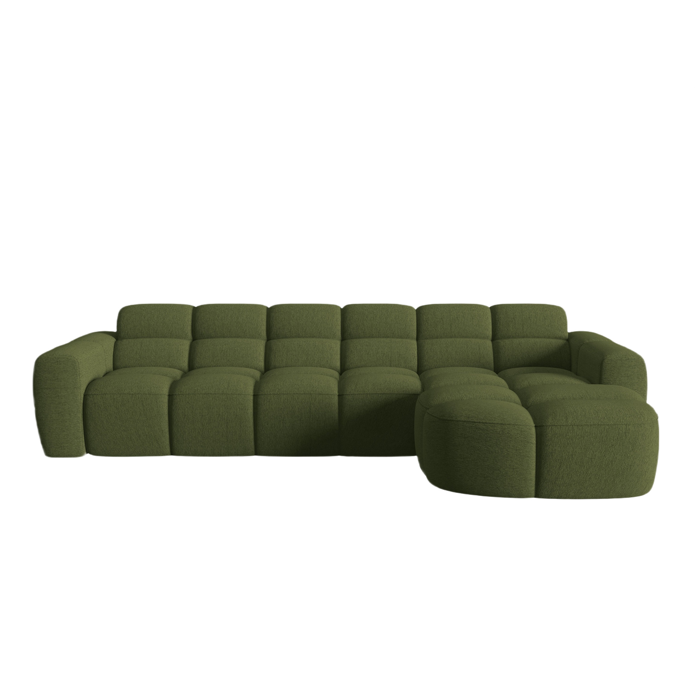 Right-sided corner sofa LISA green chenille