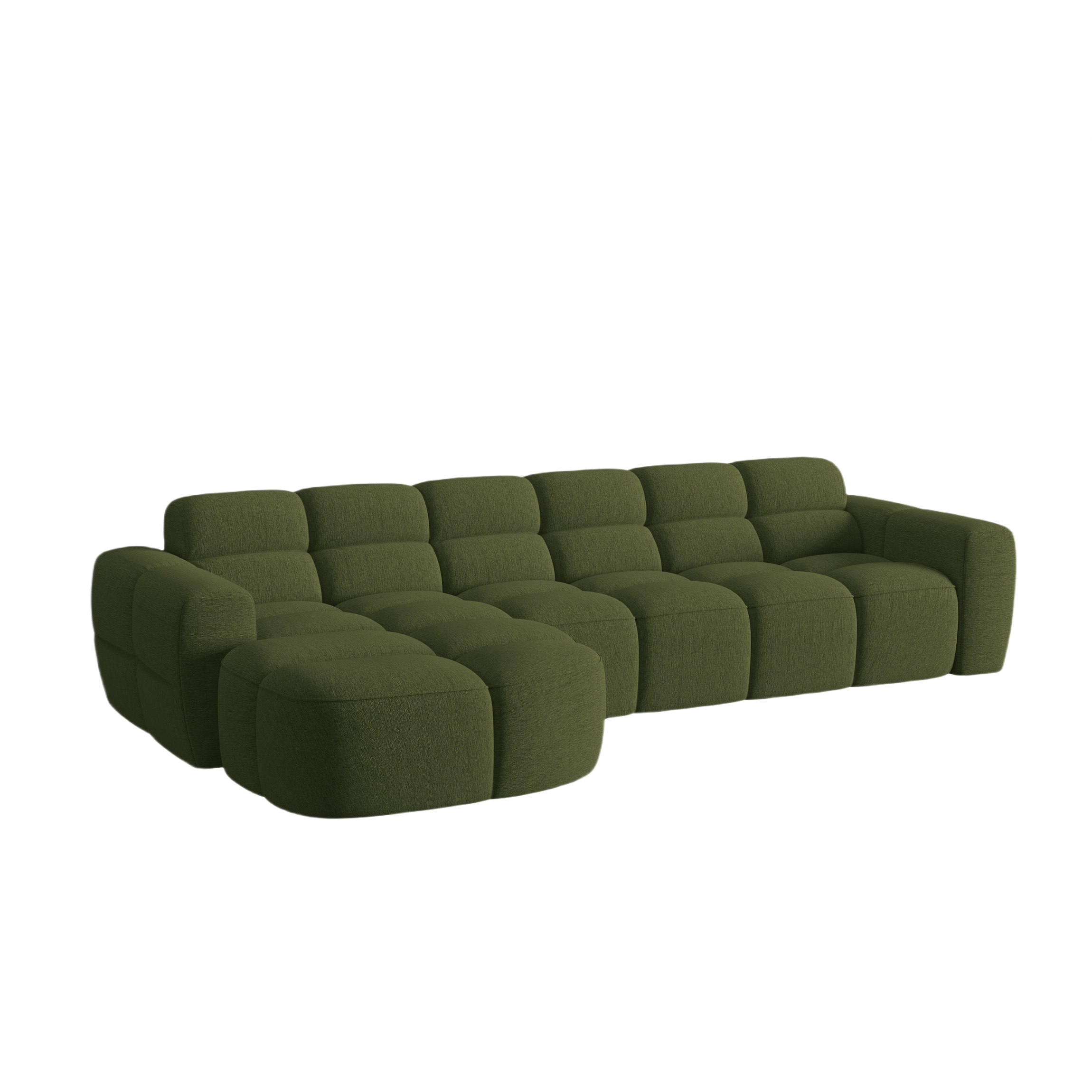 Left-sided corner sofa LISA green chenille