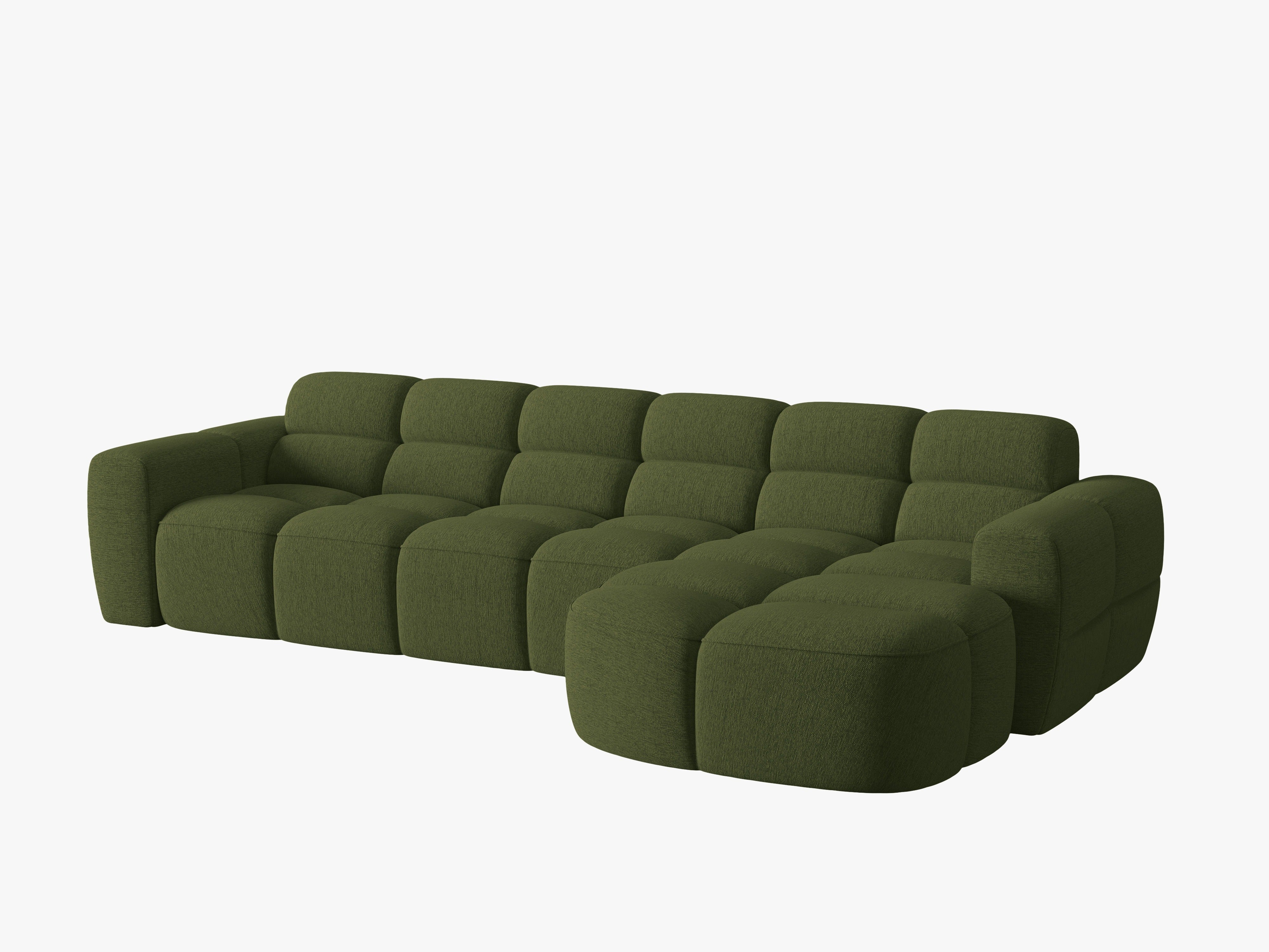 Right-sided corner sofa LISA green chenille