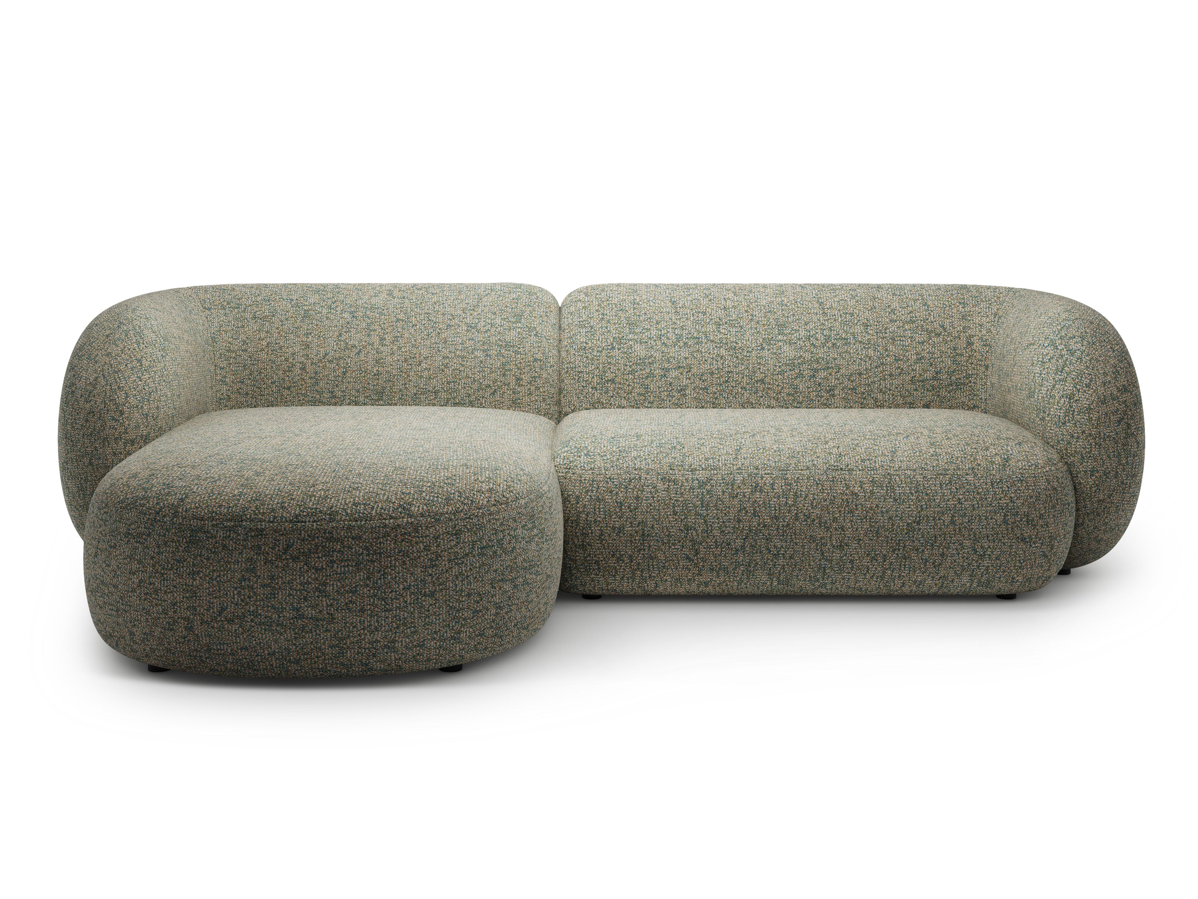 Linksseitiges 3-Sitzer-Sofa KATE hellgrüner Melange