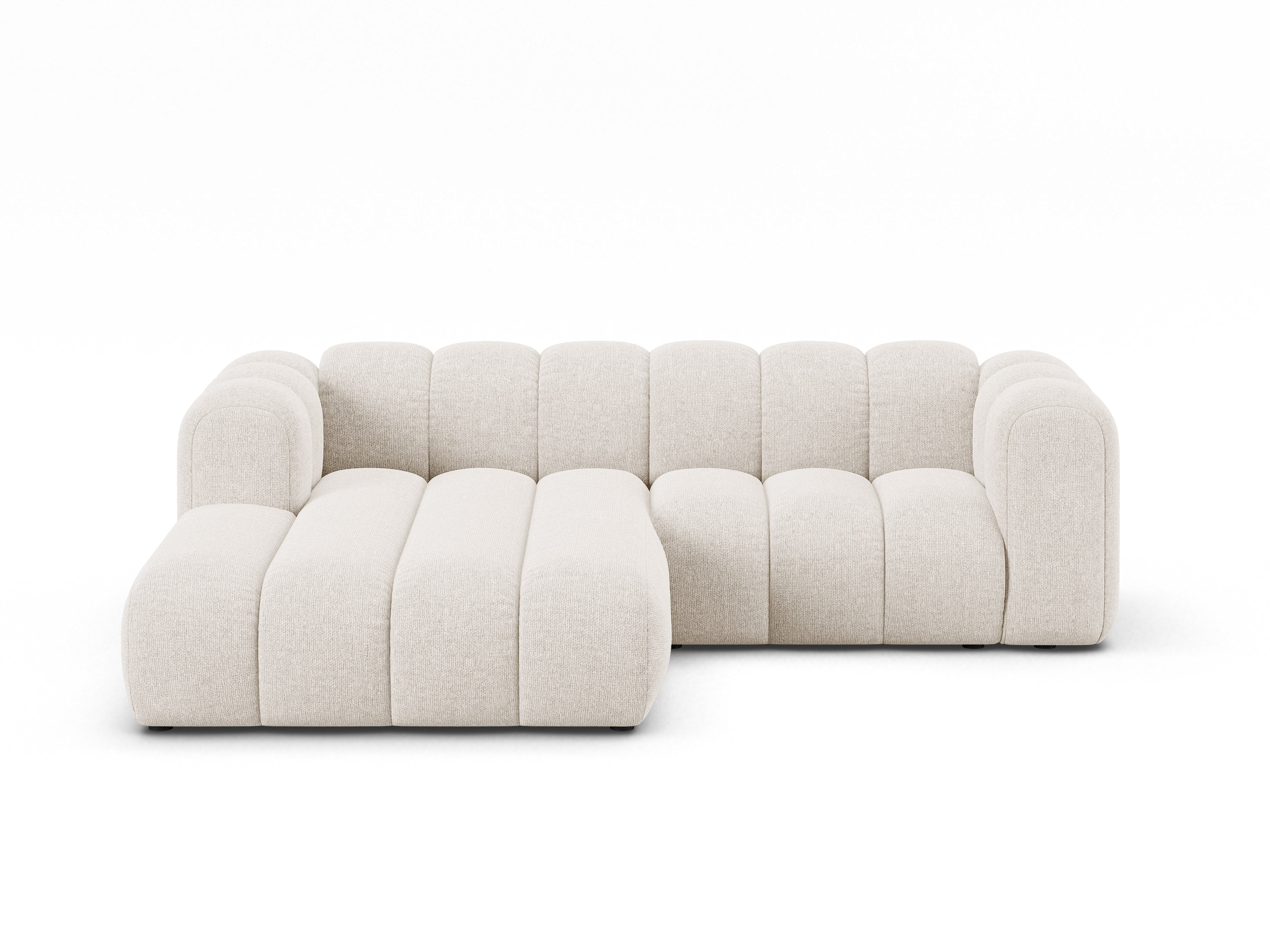 Left-facing 3-seater corner sofa LUPINE light beige chenille