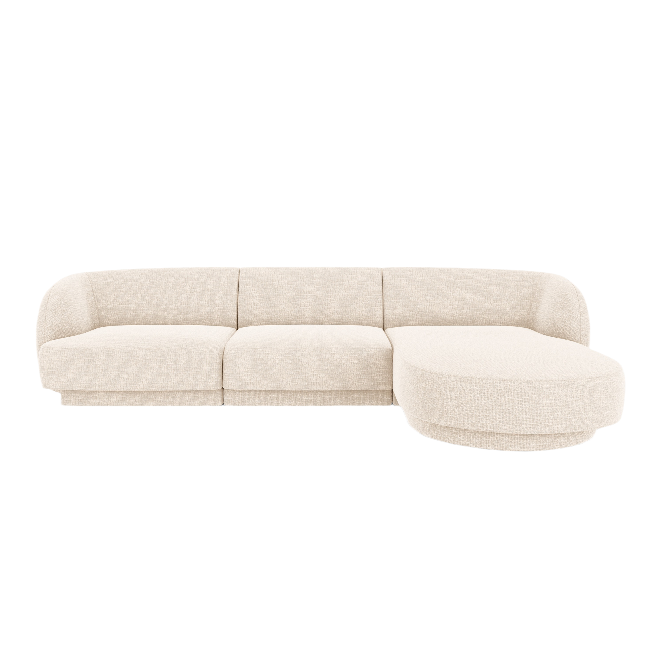 4-sitziges rechteckiges Ecksofa MILEY Elfenbein Chenille