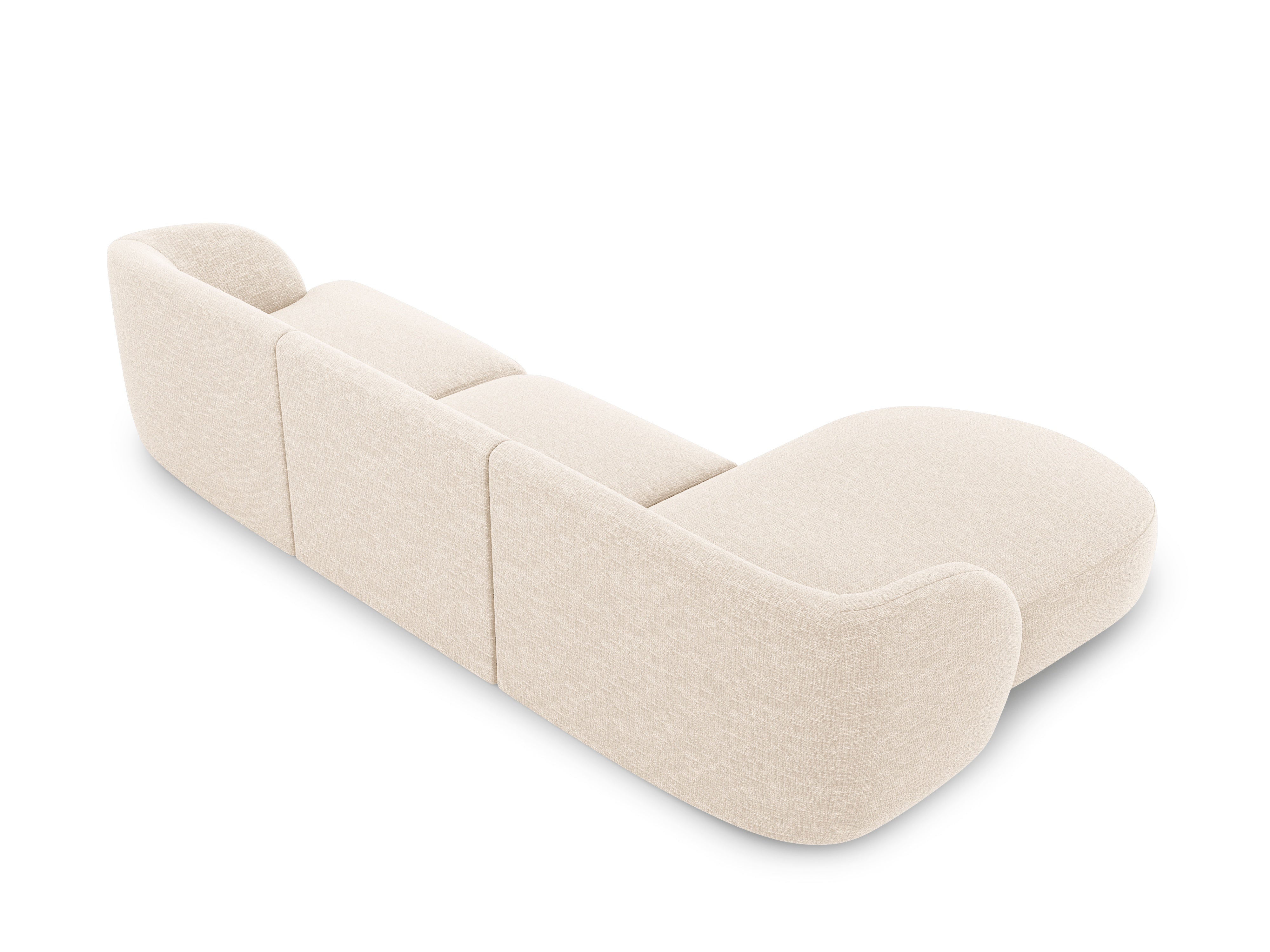 4-sitziger linker Ecksofa MILEY Elfenbein Chenille
