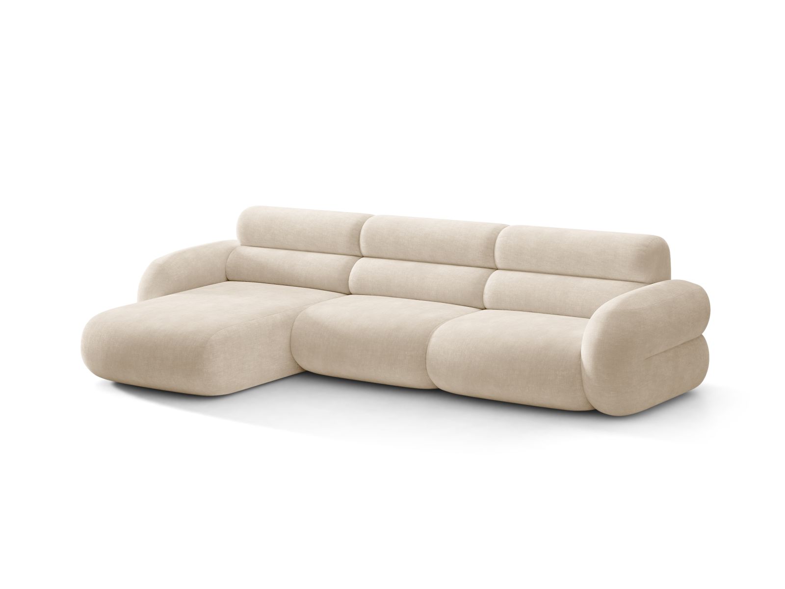 Left-facing NEO corner sofa in light beige chenille