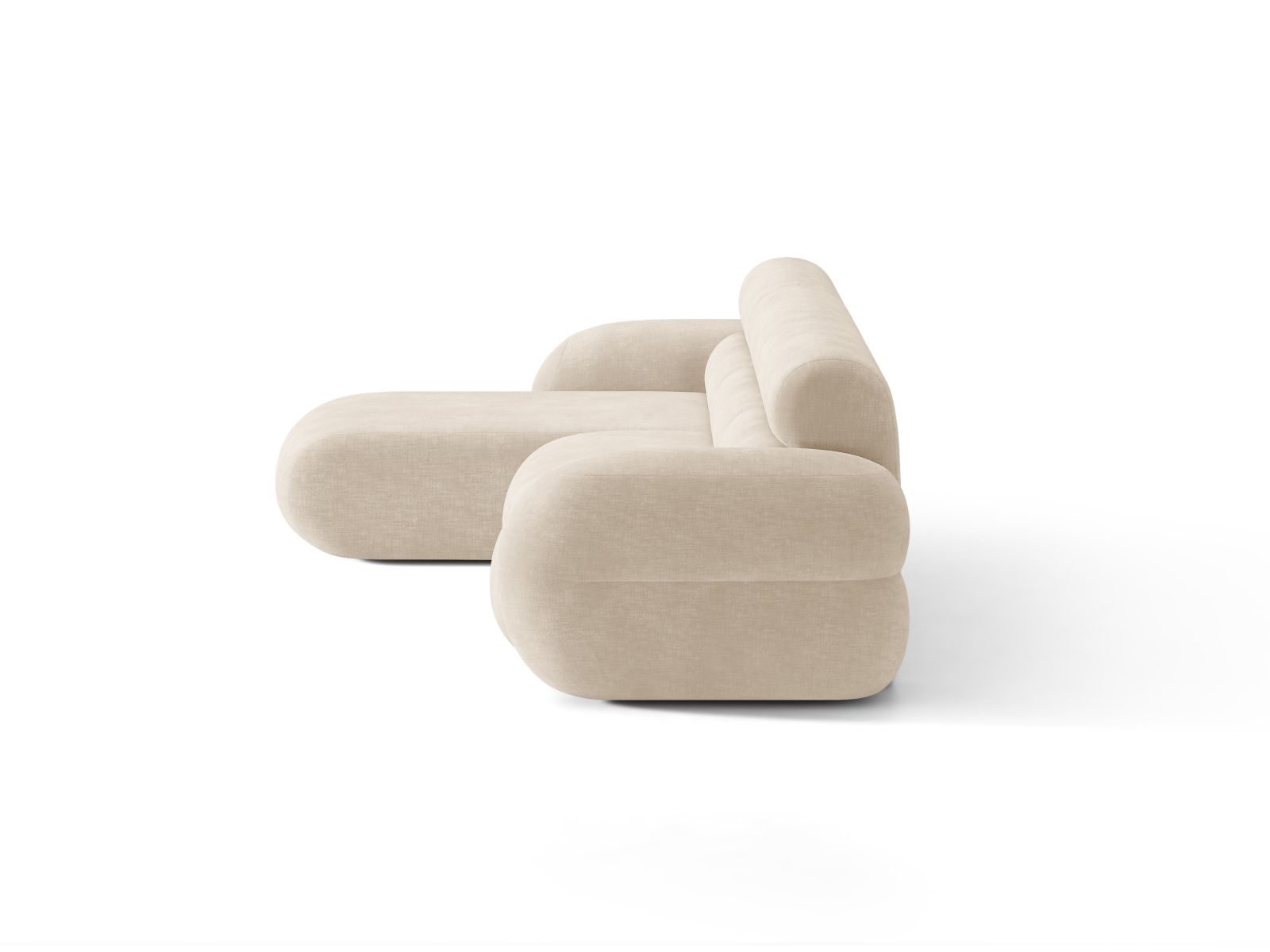 Left-facing NEO corner sofa in light beige chenille
