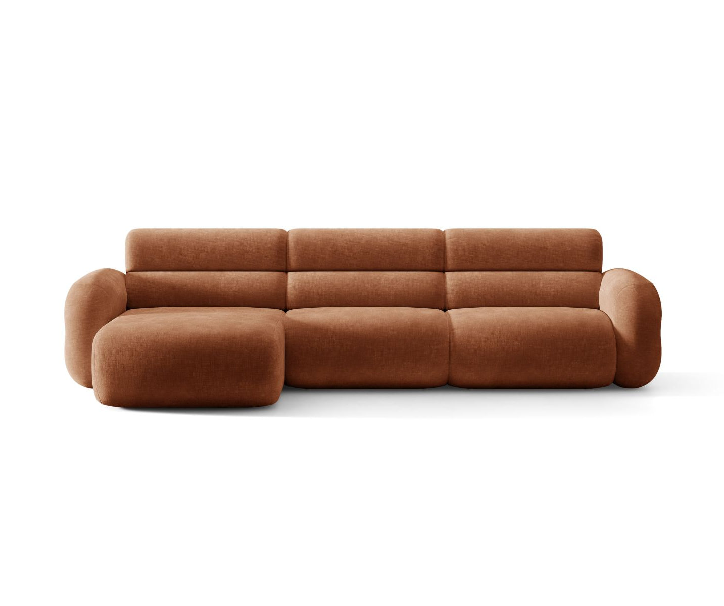 Left-facing NEO corner sofa in brick chenille