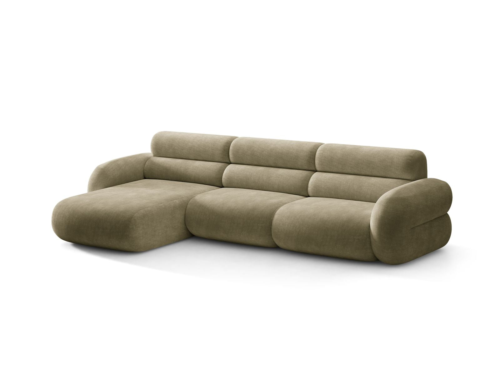 Left-facing NEO corner sofa in olive chenille