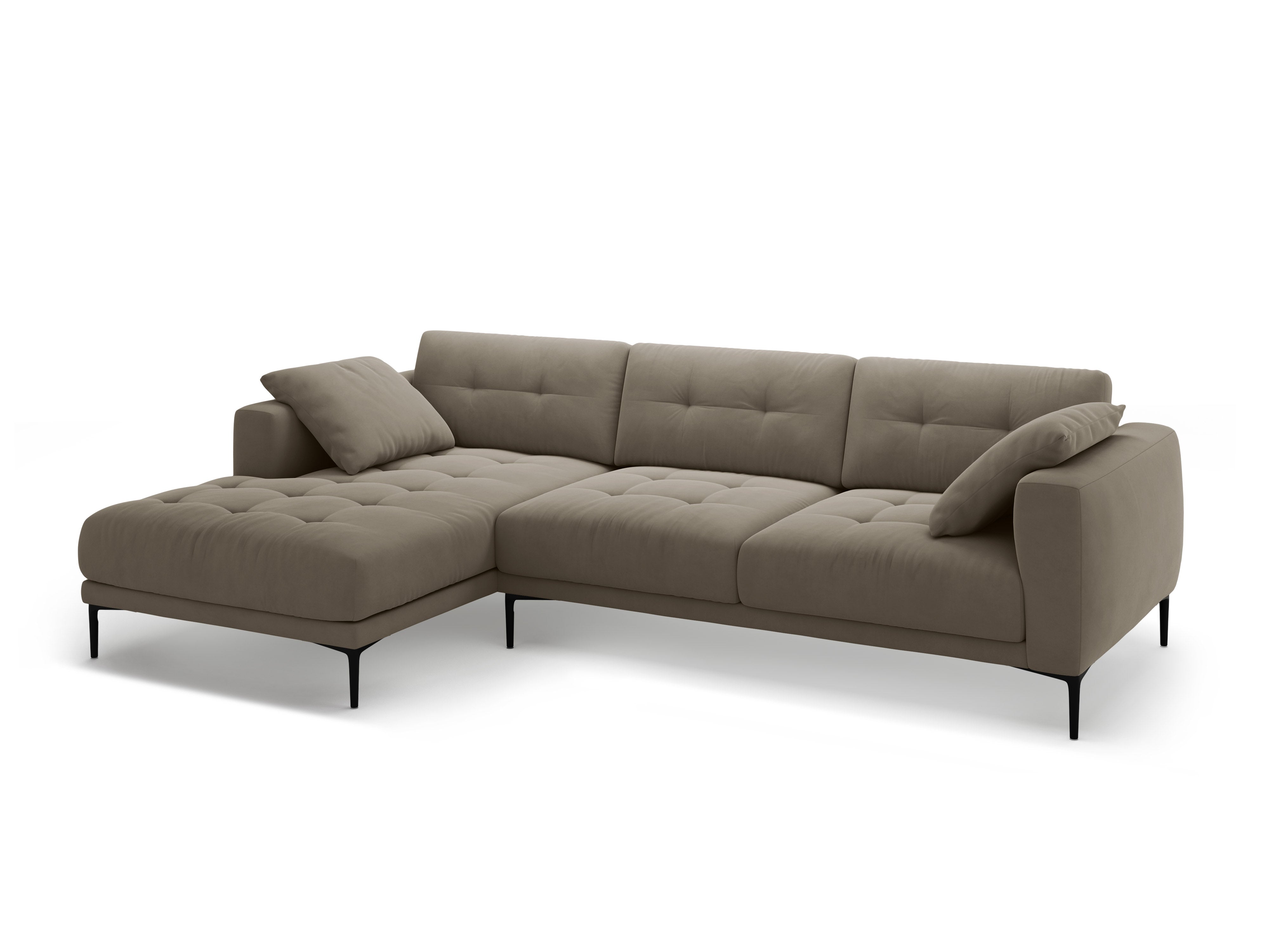 Samt-Ecksofa links BEMY grau-braun