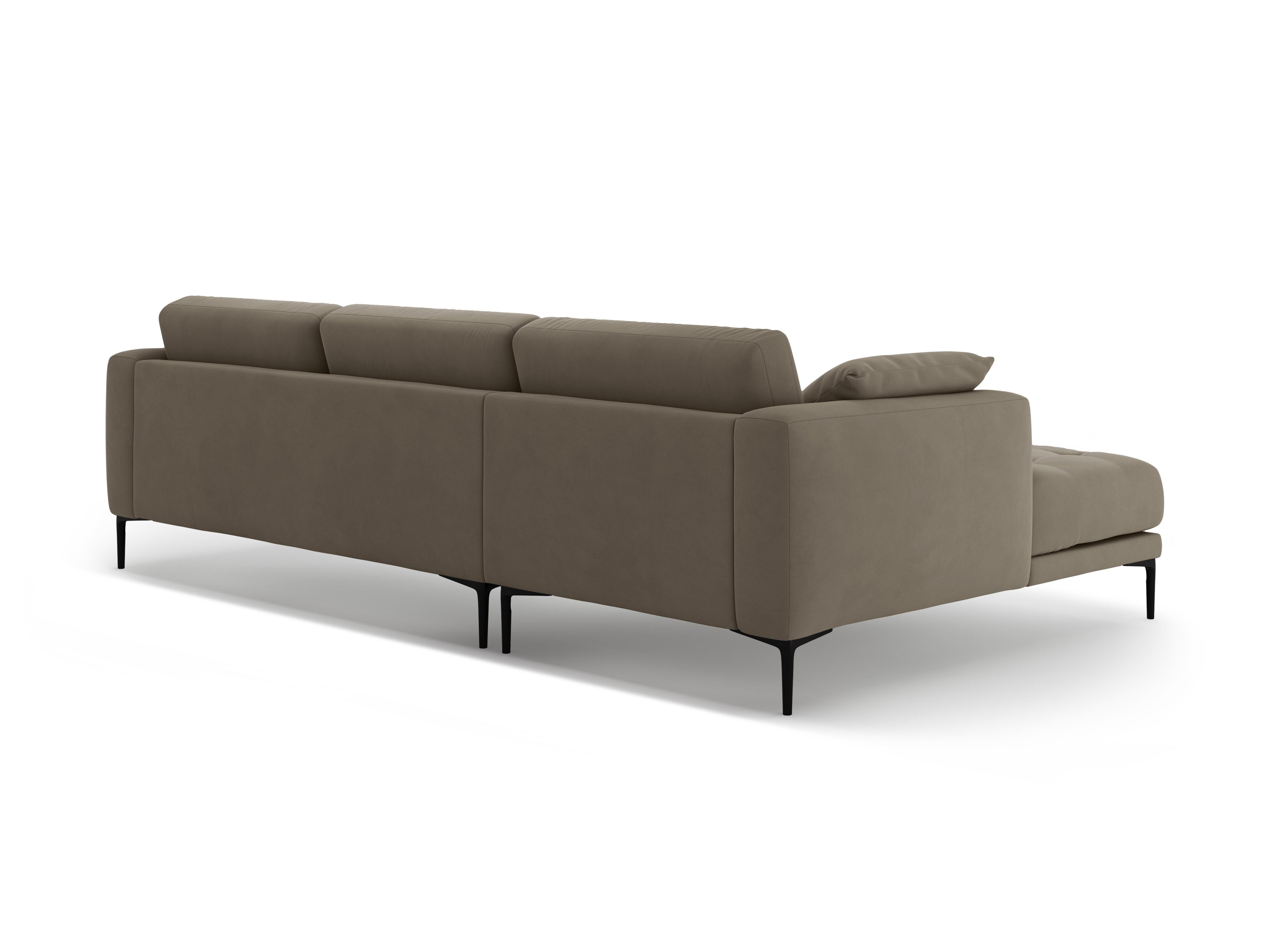 Samt-Ecksofa links BEMY grau-braun