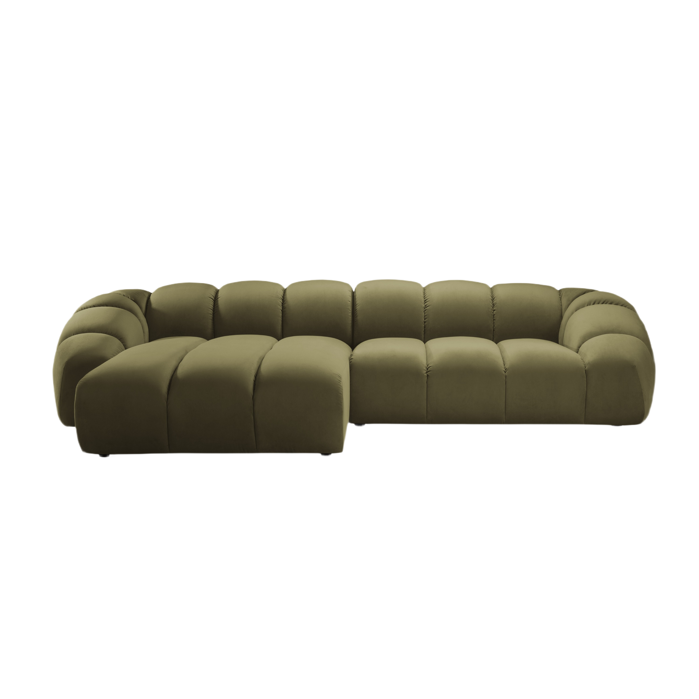 Velvet Left Corner Sofa, "Diana", 4 Seats, Green, 334x182x72
Made in Europe