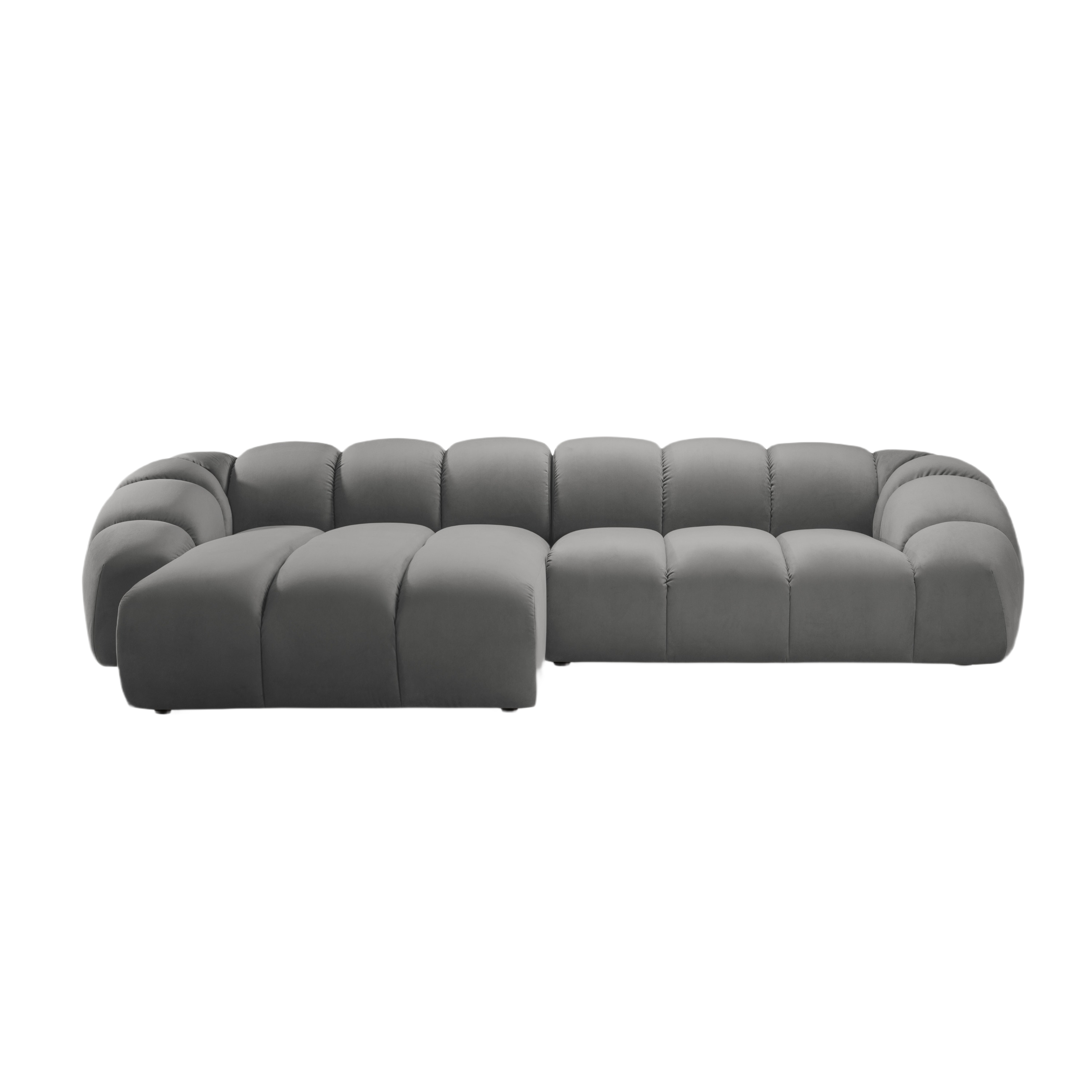 Velvet Left Corner Sofa, "Diana", 4 Seats, Gray, 334x182x72
Made in Europe