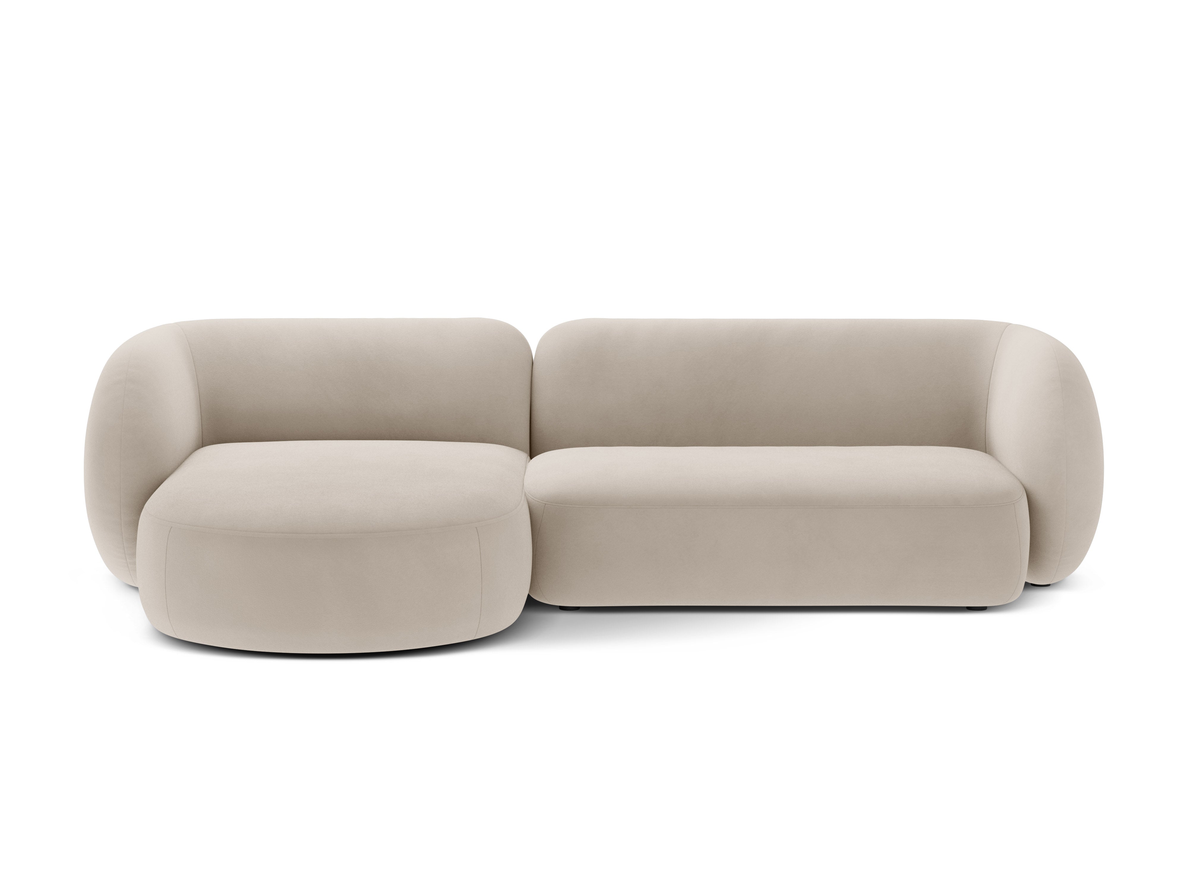 Left-facing velvet corner sofa for 3 people KATE beige